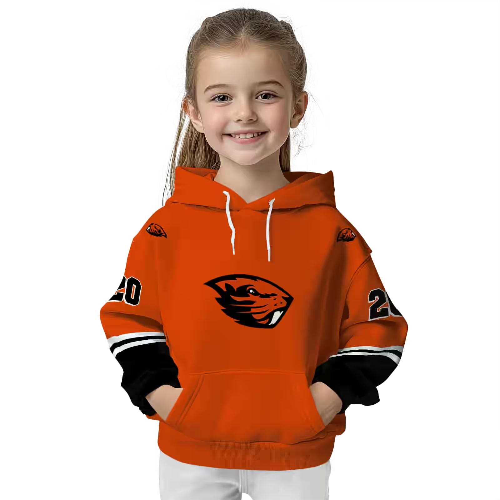 custom oregon state beavers striped sleeves orange hoodie top rated