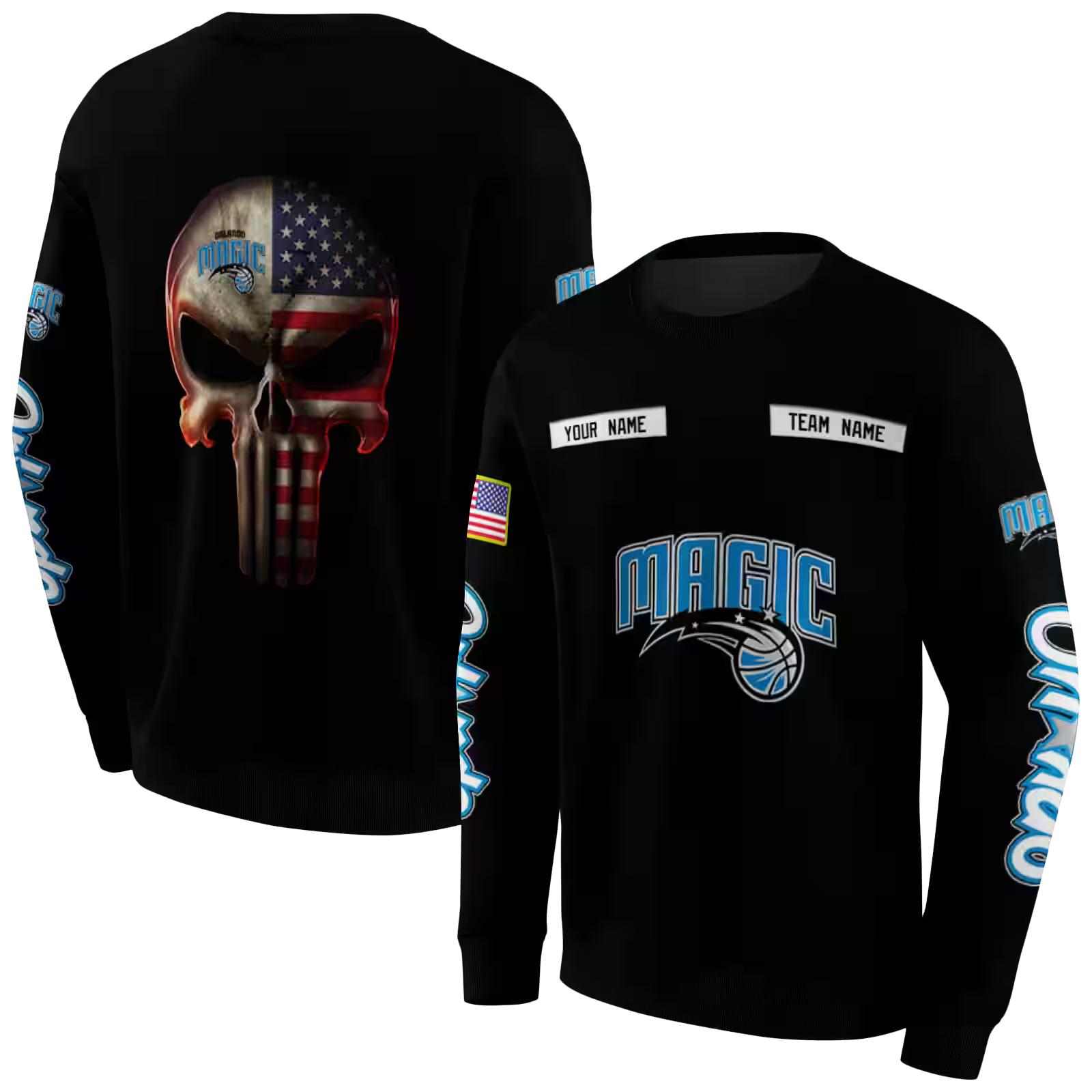 custom orlando magic punisher skull black hoodie premium grade