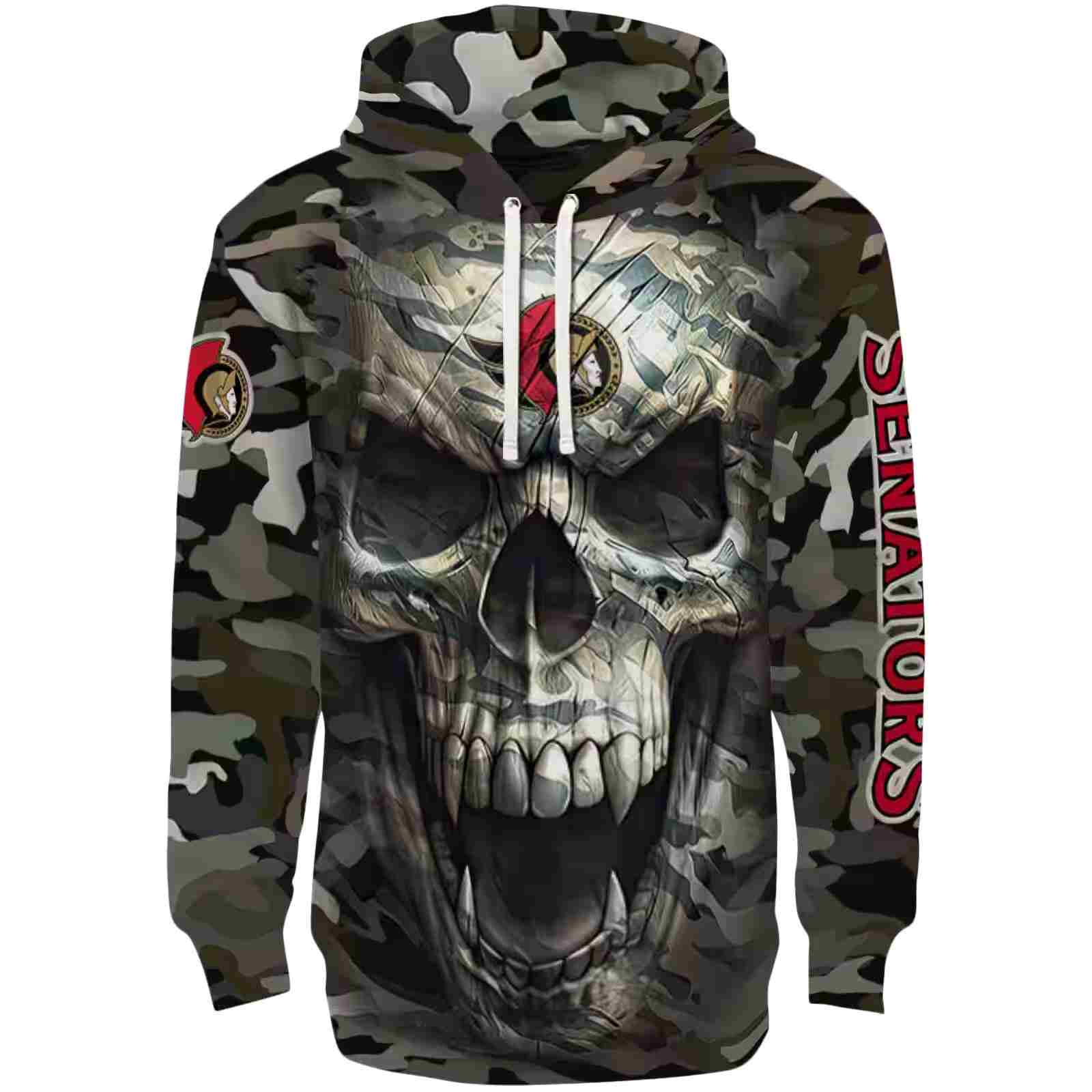 Custom Ottawa Senators Camo Skull Hoodie