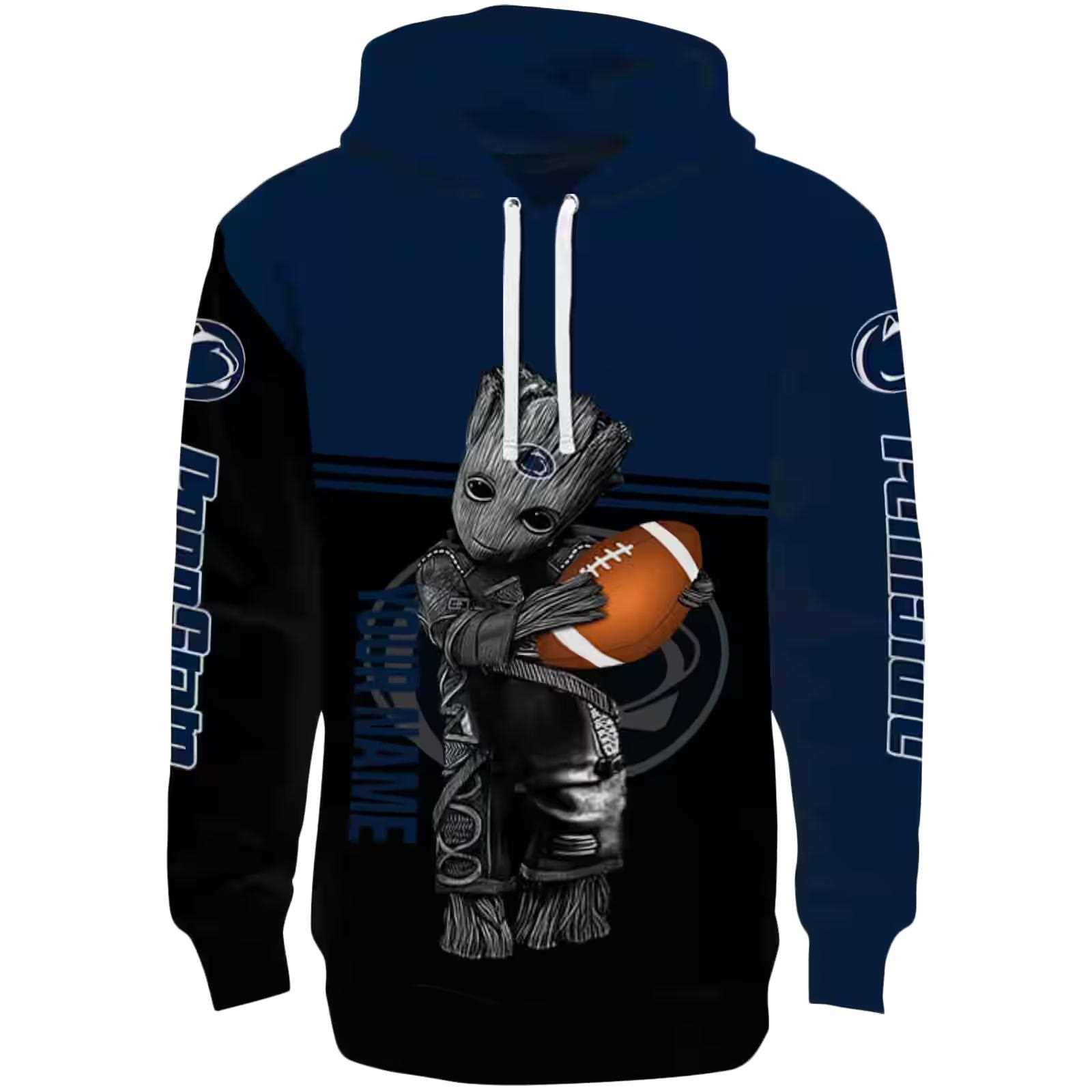 Custom Penn State Nittany Lions Baby Groot Blue Black Hoodie