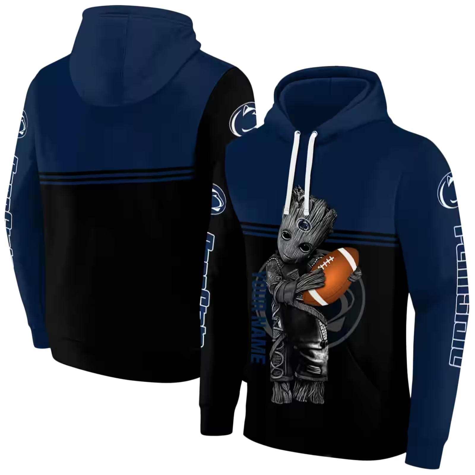 custom penn state nittany lions baby groot blue black hoodie fashion forward