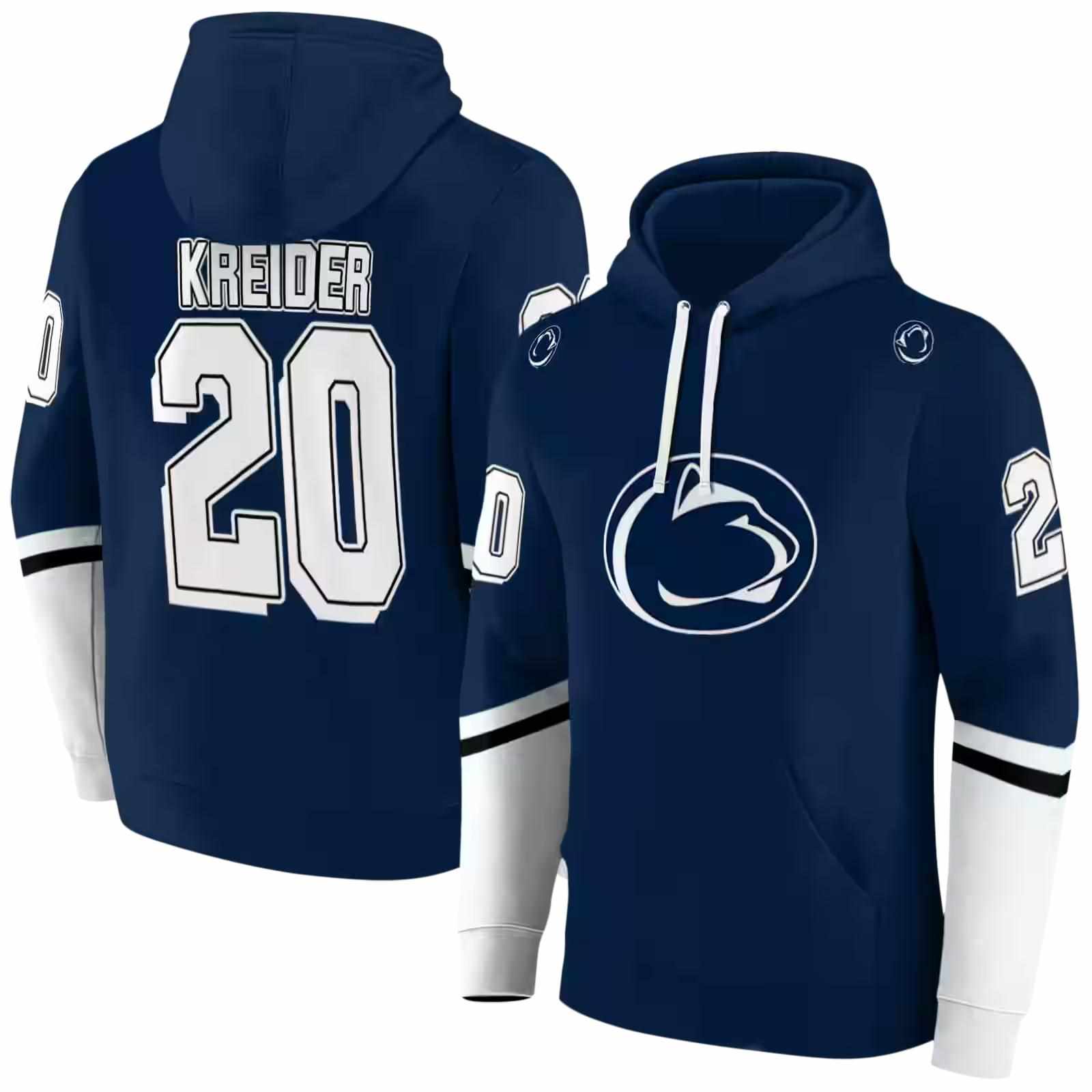 custom penn state nittany lions striped sleeves blue hoodie fashion forward