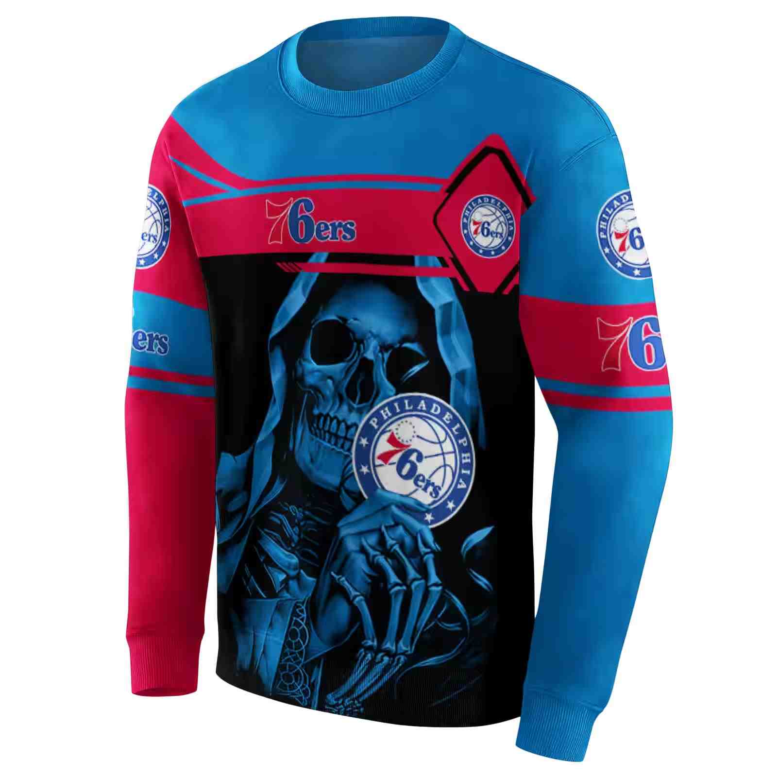 custom philadelphia 76ers grim reaper blue black hoodie new arrival