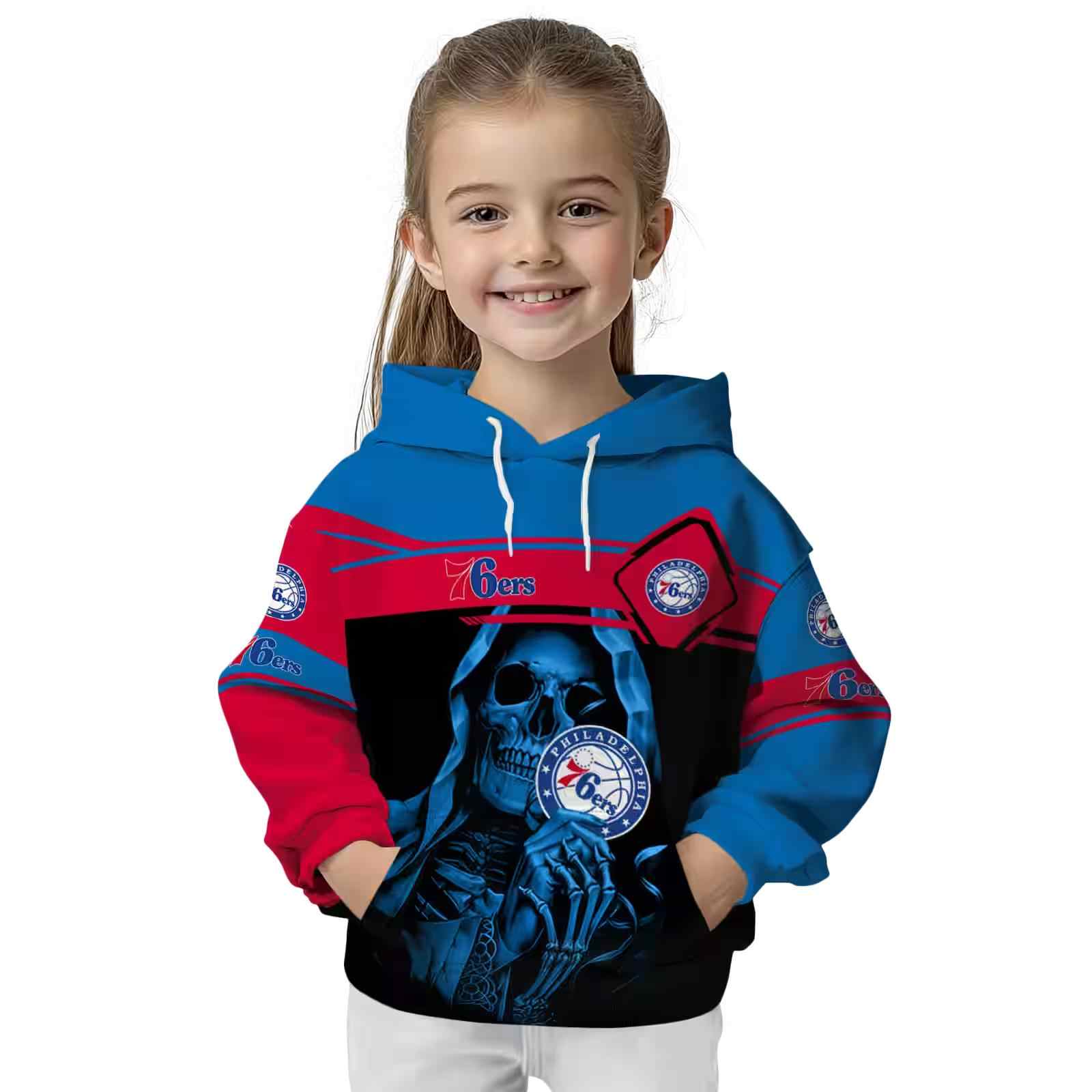 custom philadelphia 76ers grim reaper blue black hoodie top rated