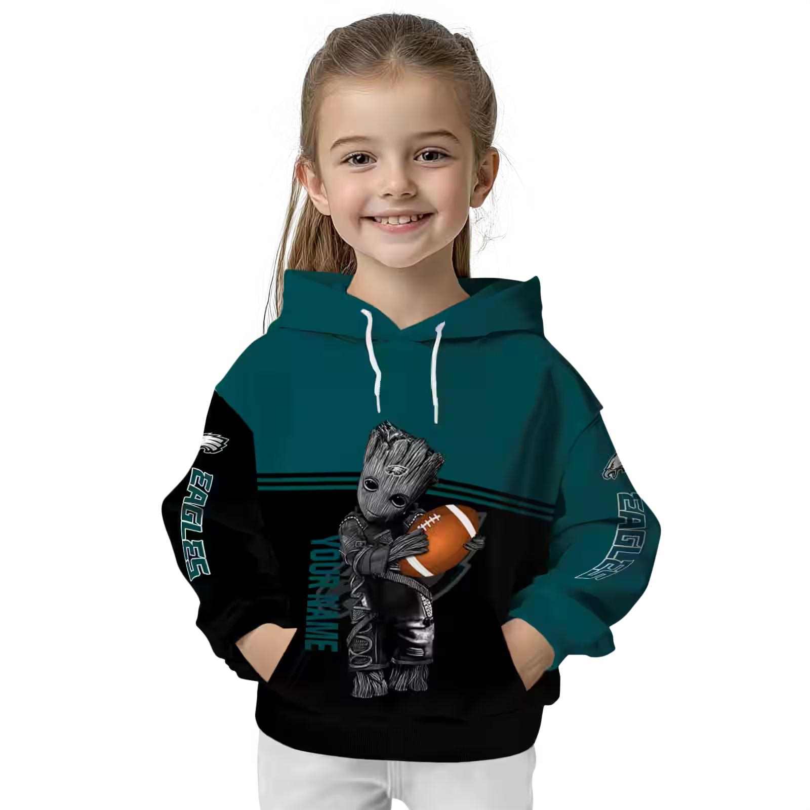 custom philadelphia eagles baby groot green black hoodie top rated