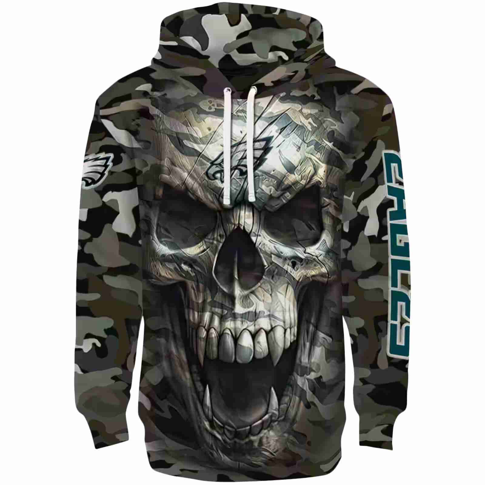 Custom Philadelphia Eagles Camo Skull Hoodie