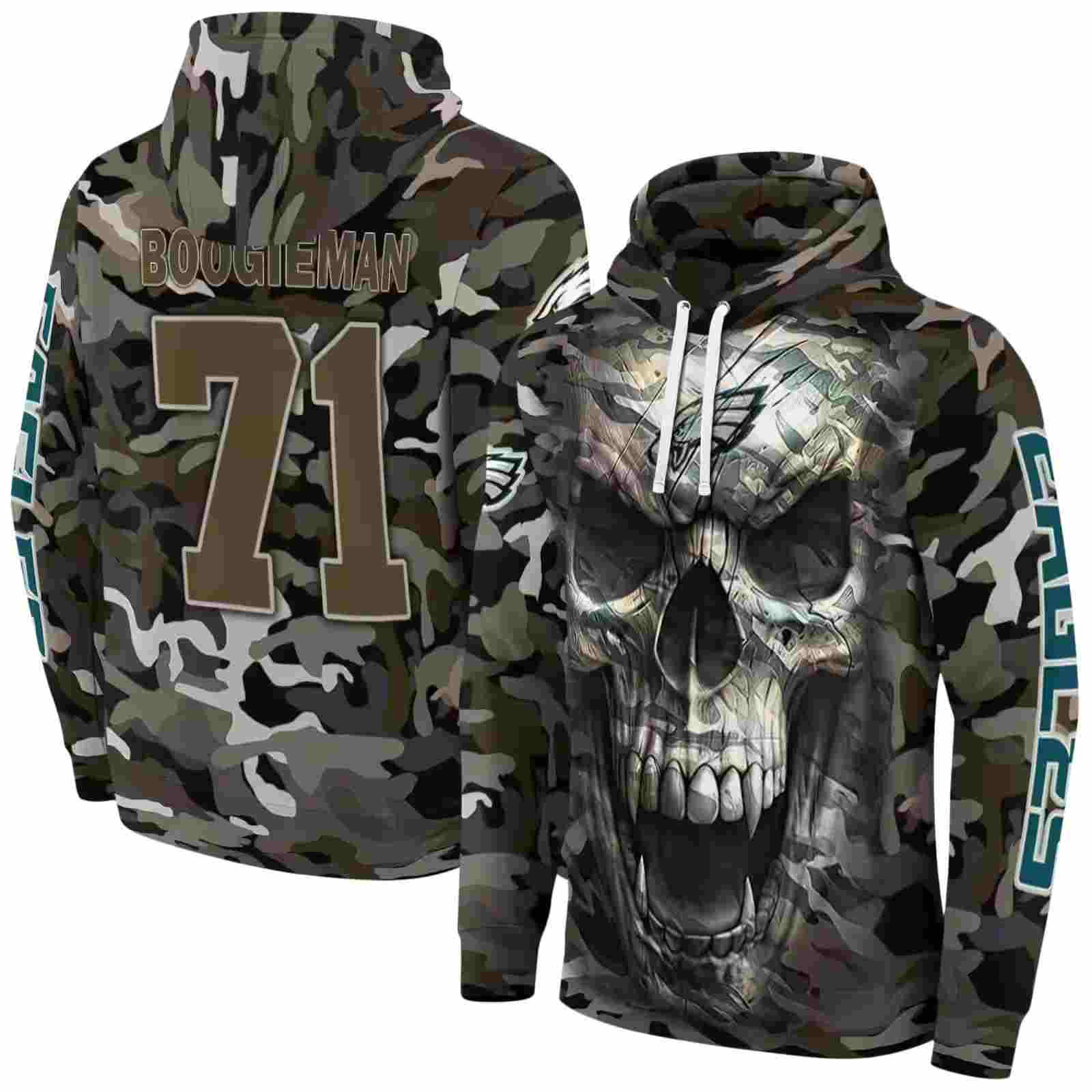 custom philadelphia eagles camo skull hoodie fashion forward