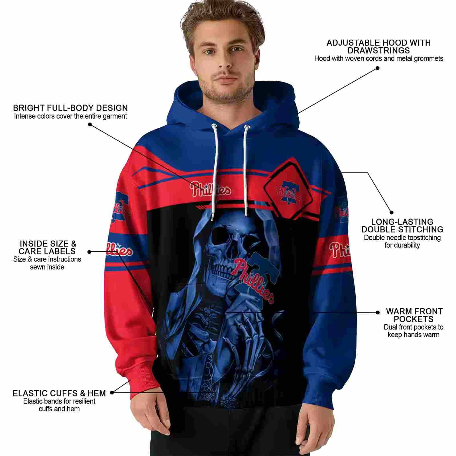 custom philadelphia phillies grim reaper blue black hoodie latest model