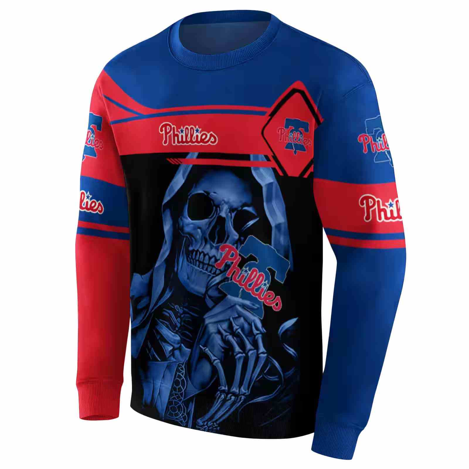 custom philadelphia phillies grim reaper blue black hoodie new arrival