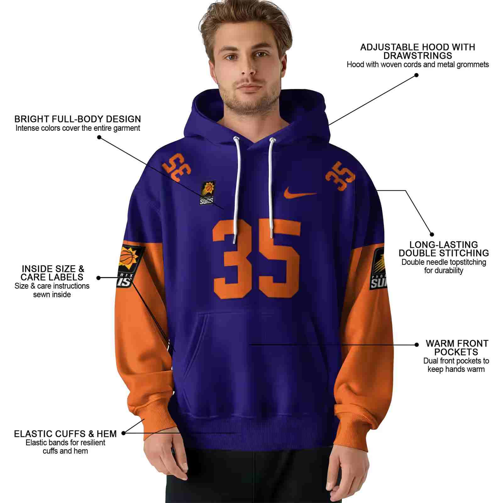 custom phoenix suns minimal design purple hoodie latest model