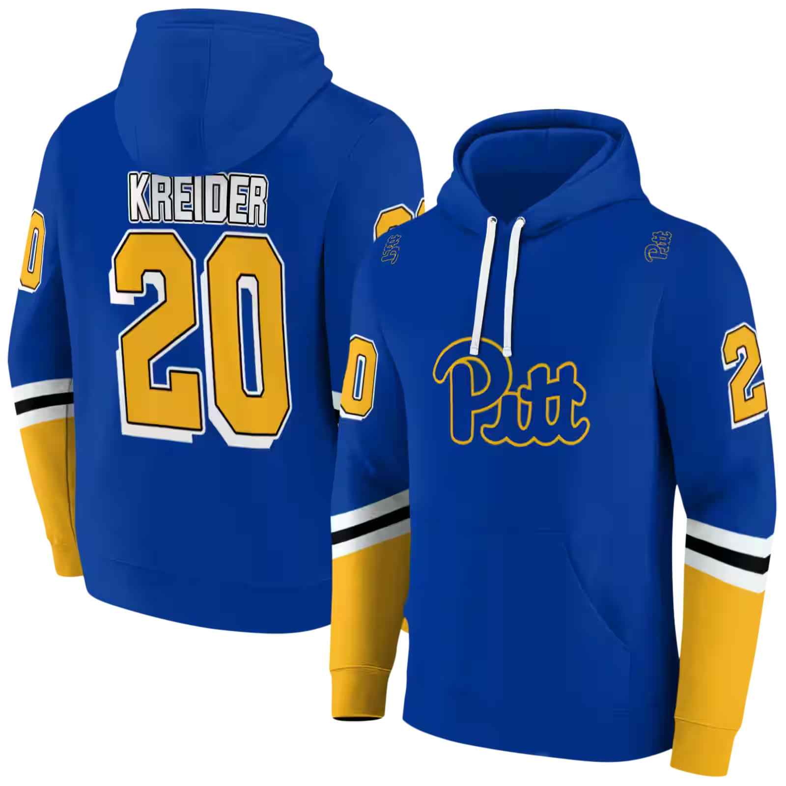custom pittsburgh panthers striped sleeves royal blue hoodie fashion forward