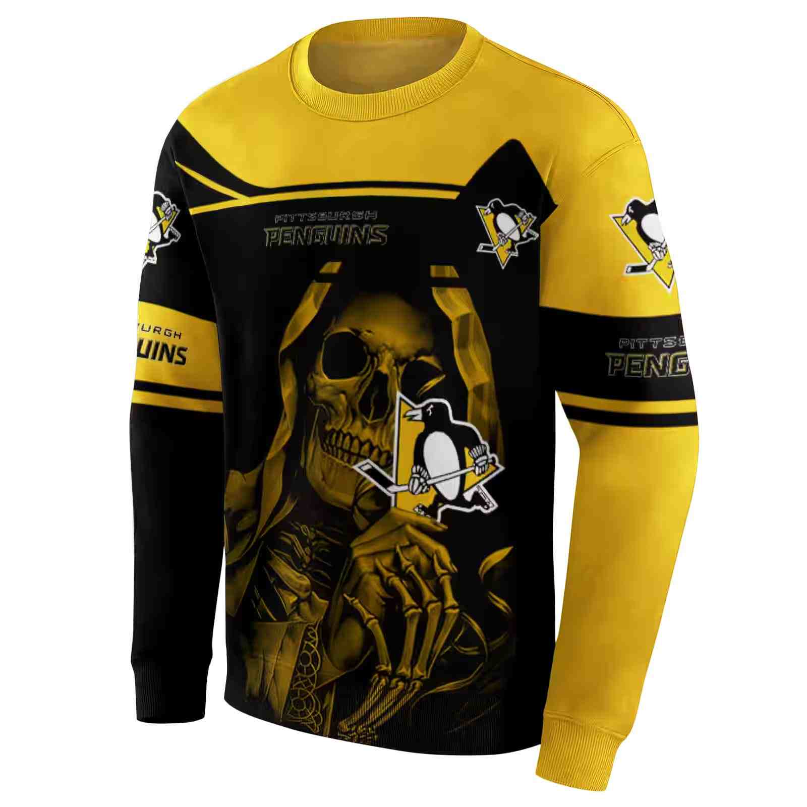 custom pittsburgh penguins grim reaper yellow black hoodie new arrival