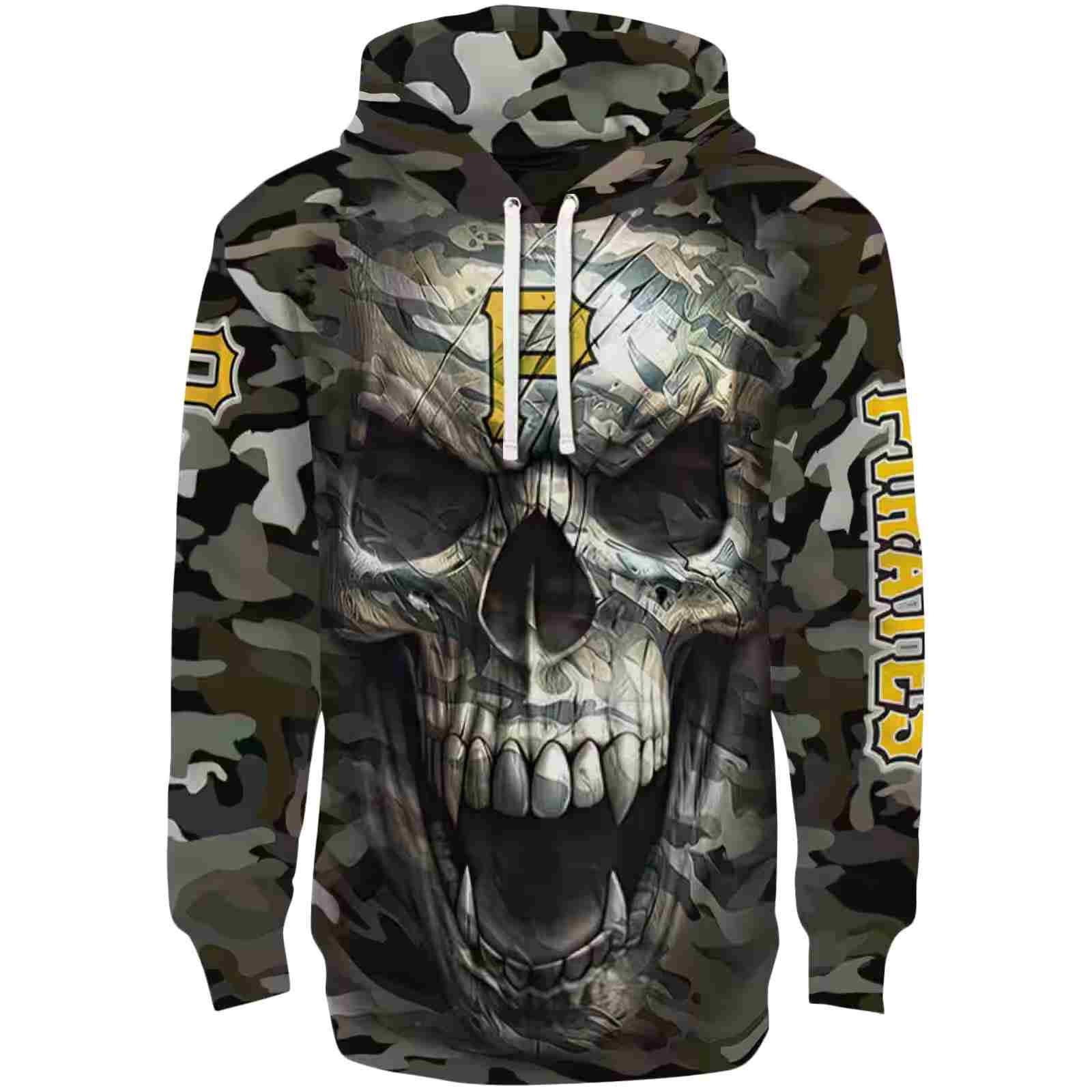 Custom Pittsburgh Pirates Camo Skull Hoodie