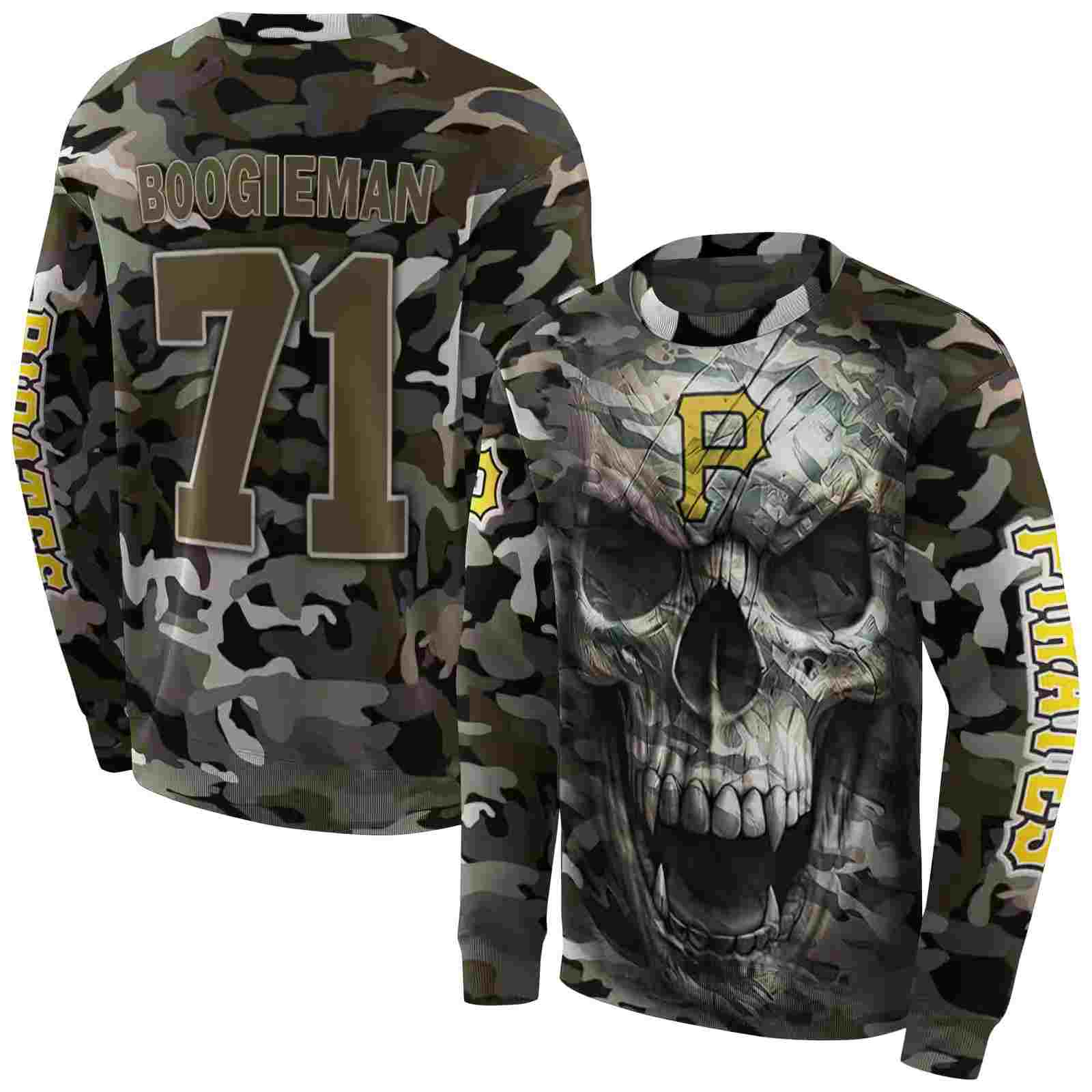 custom pittsburgh pirates camo skull hoodie premium grade