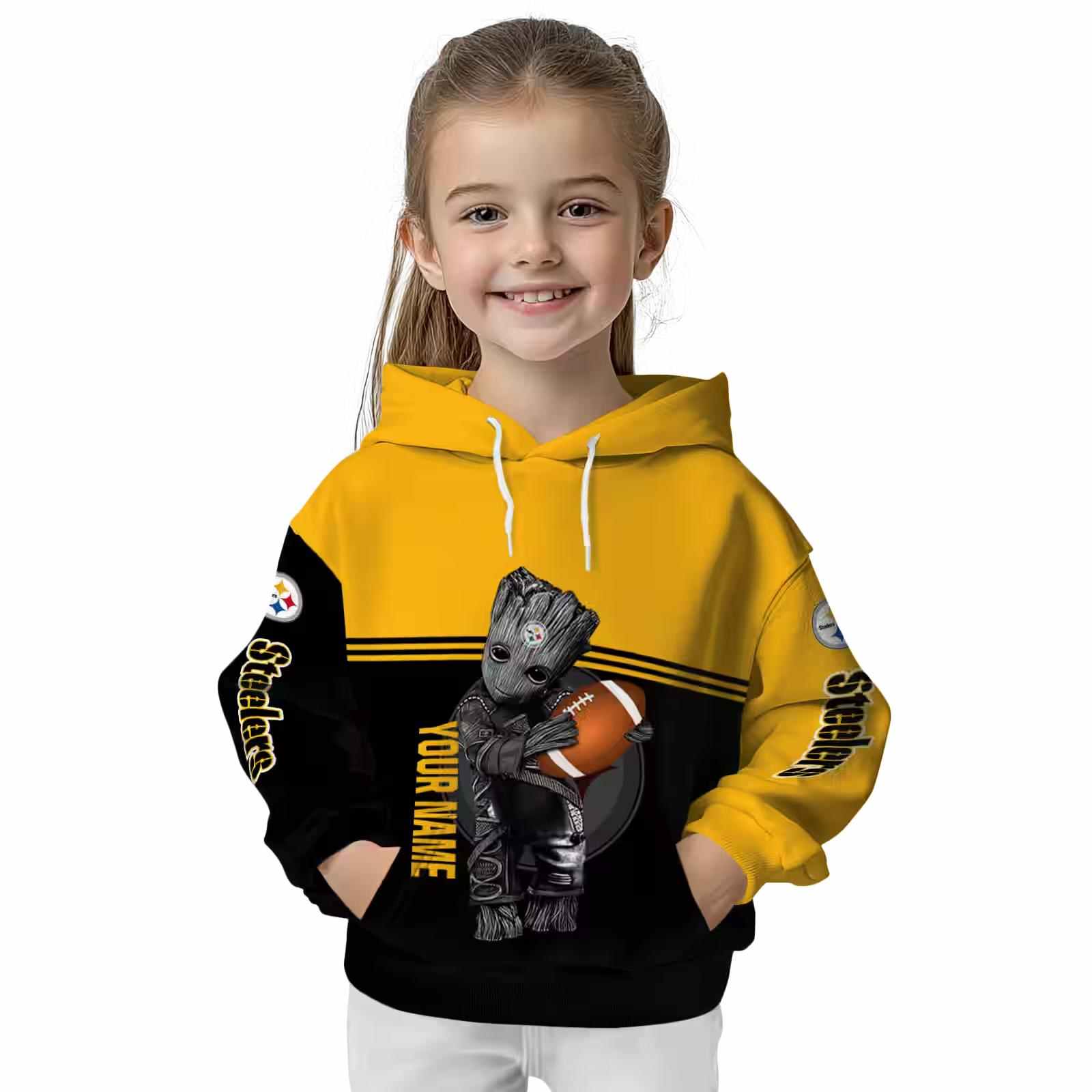 custom pittsburgh steelers baby groot gold black hoodie top rated