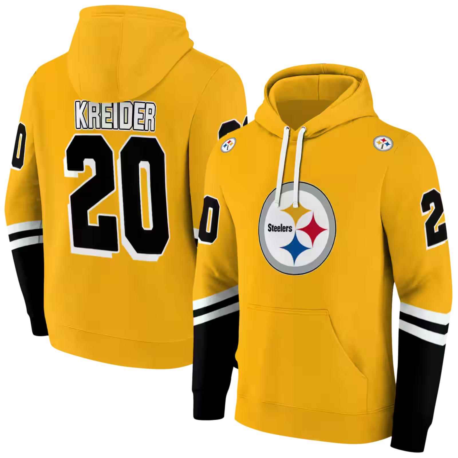 custom pittsburgh steelers striped sleeves gold hoodie fashion forward