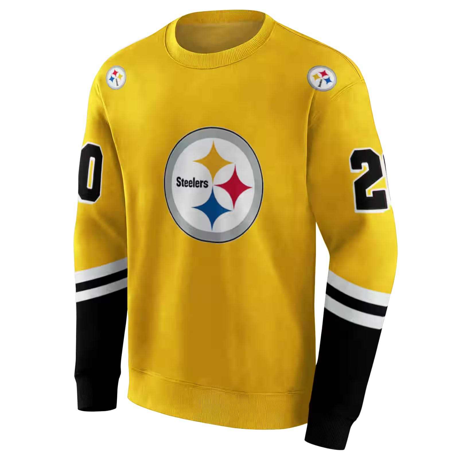 custom pittsburgh steelers striped sleeves gold hoodie new arrival