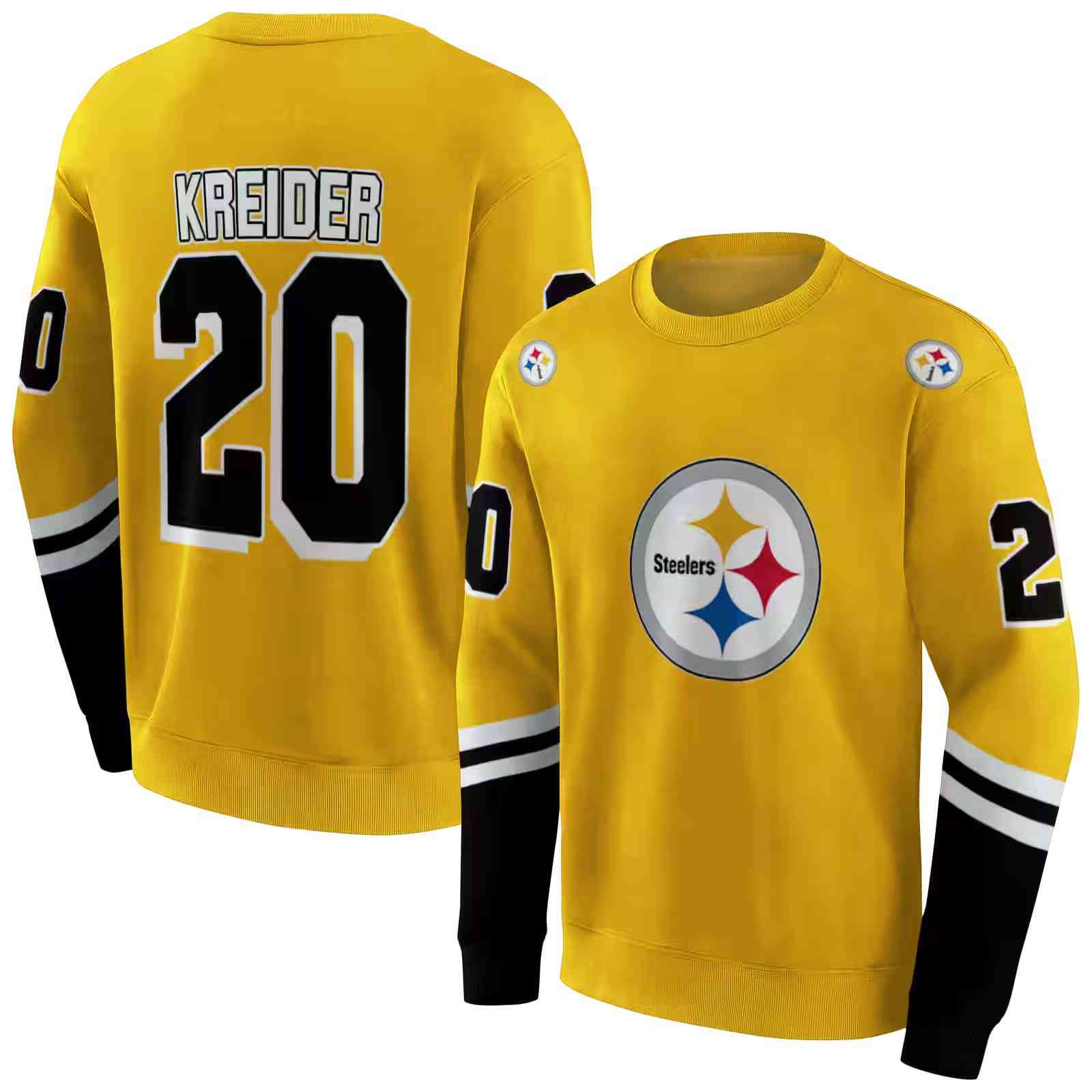 custom pittsburgh steelers striped sleeves gold hoodie premium grade