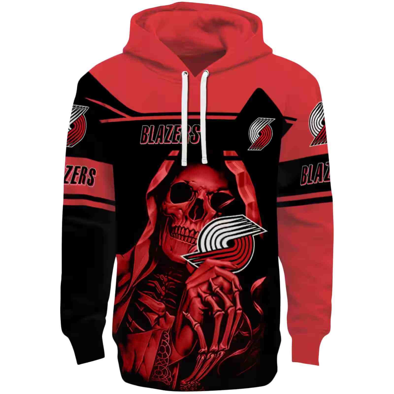 Custom Portland Trail Blazers Grim Reaper Red Black Hoodie