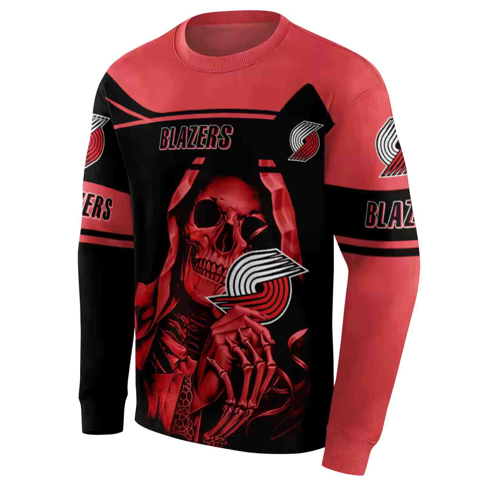 custom portland trail blazers grim reaper red black hoodie new arrival