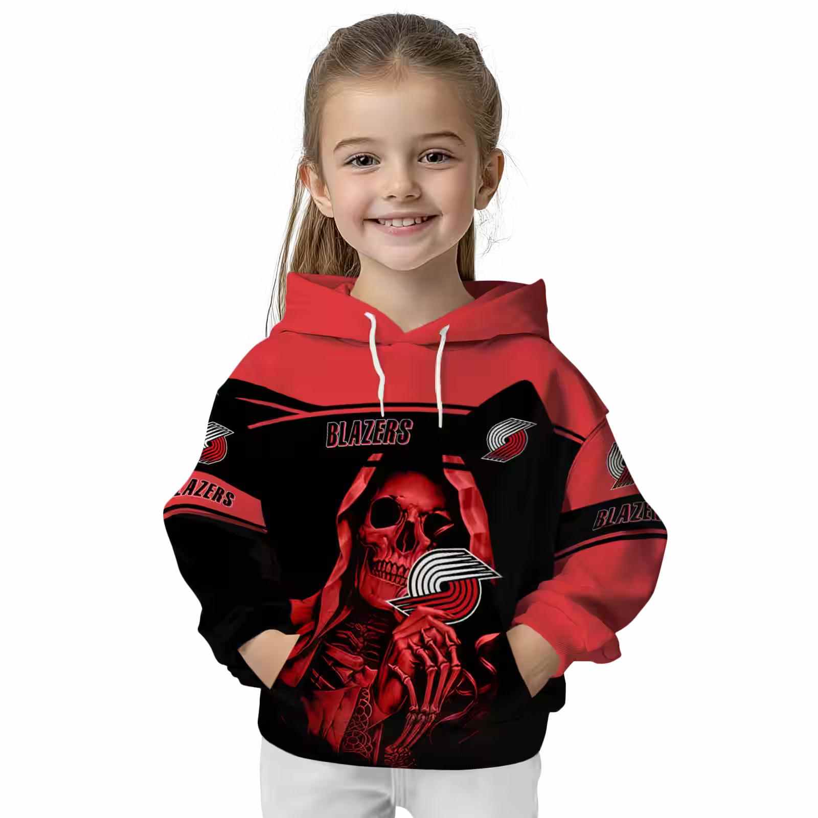 custom portland trail blazers grim reaper red black hoodie top rated