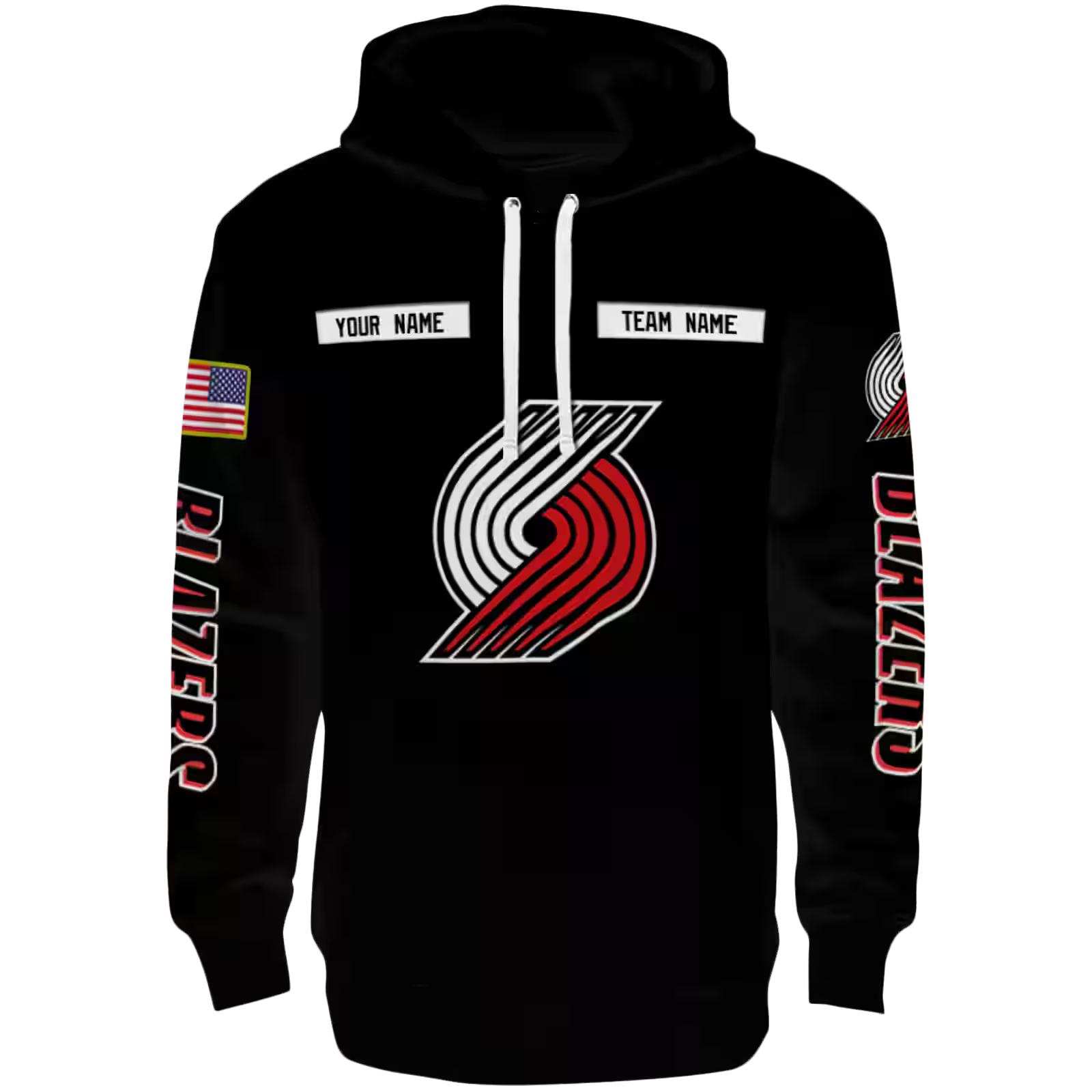 Custom Portland Trail Blazers Punisher Skull Black Hoodie