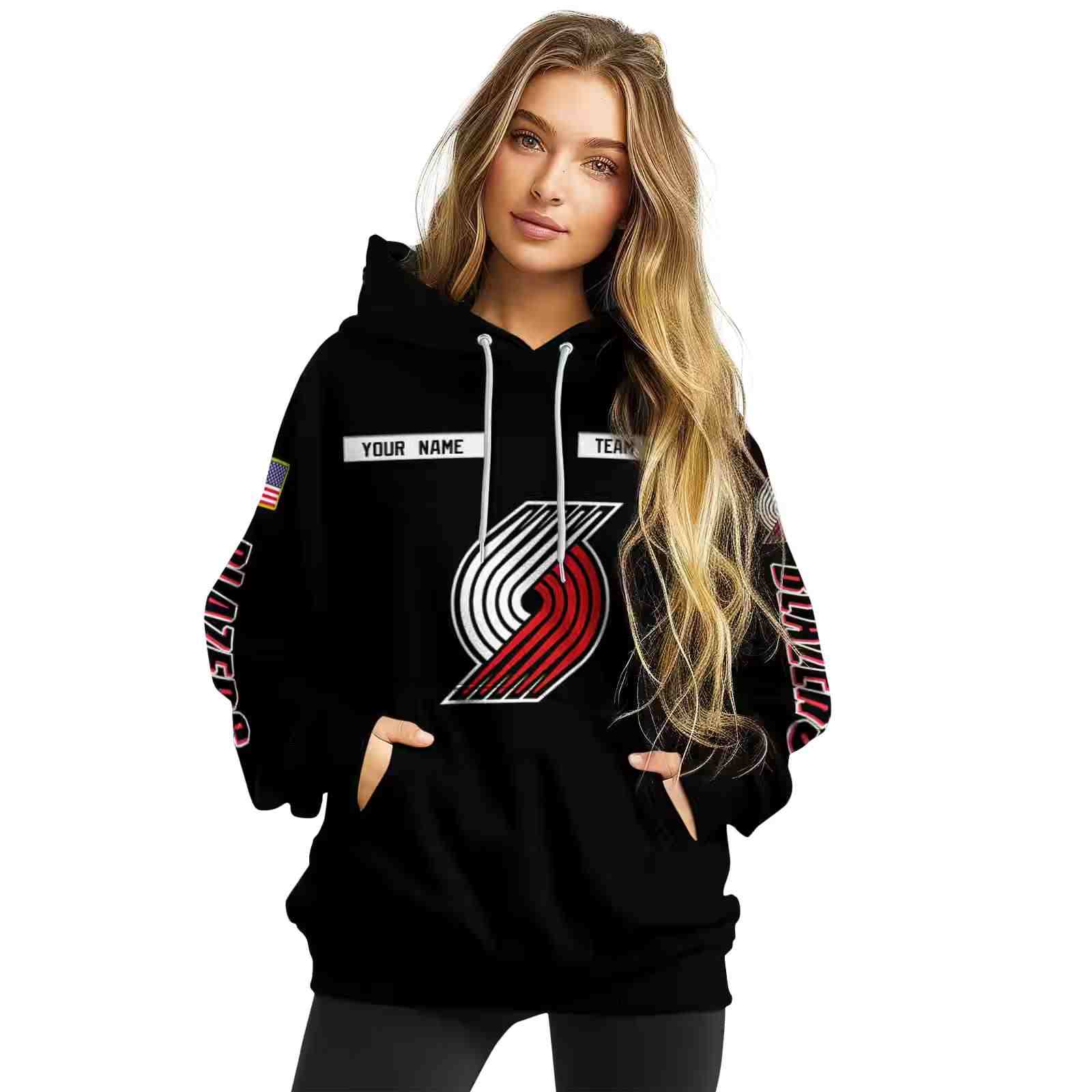 custom portland trail blazers punisher skull black hoodie high quality