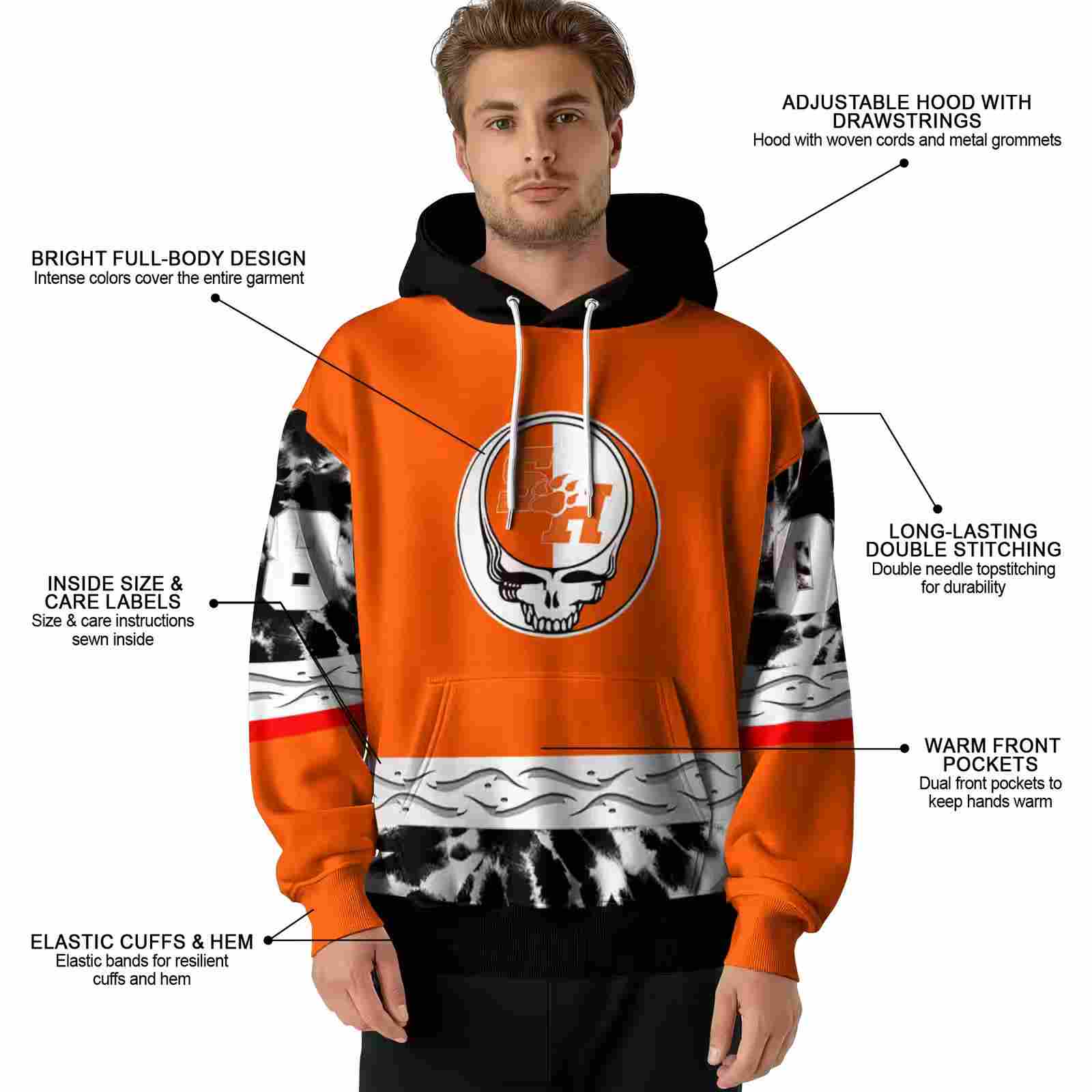 custom sam houston bearkats grateful vibes orange hoodie latest model