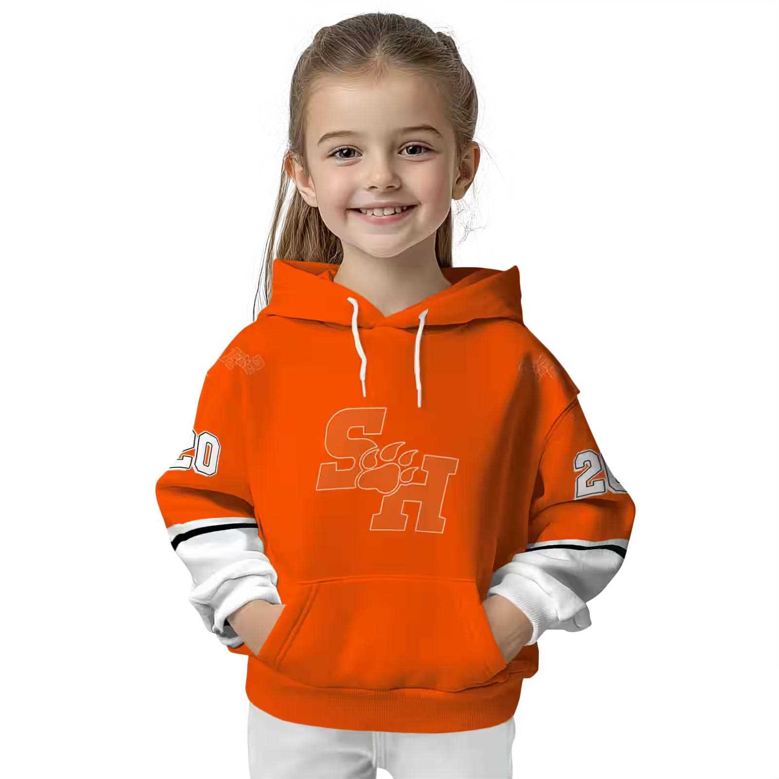 custom sam houston bearkats striped sleeves orange hoodie top rated