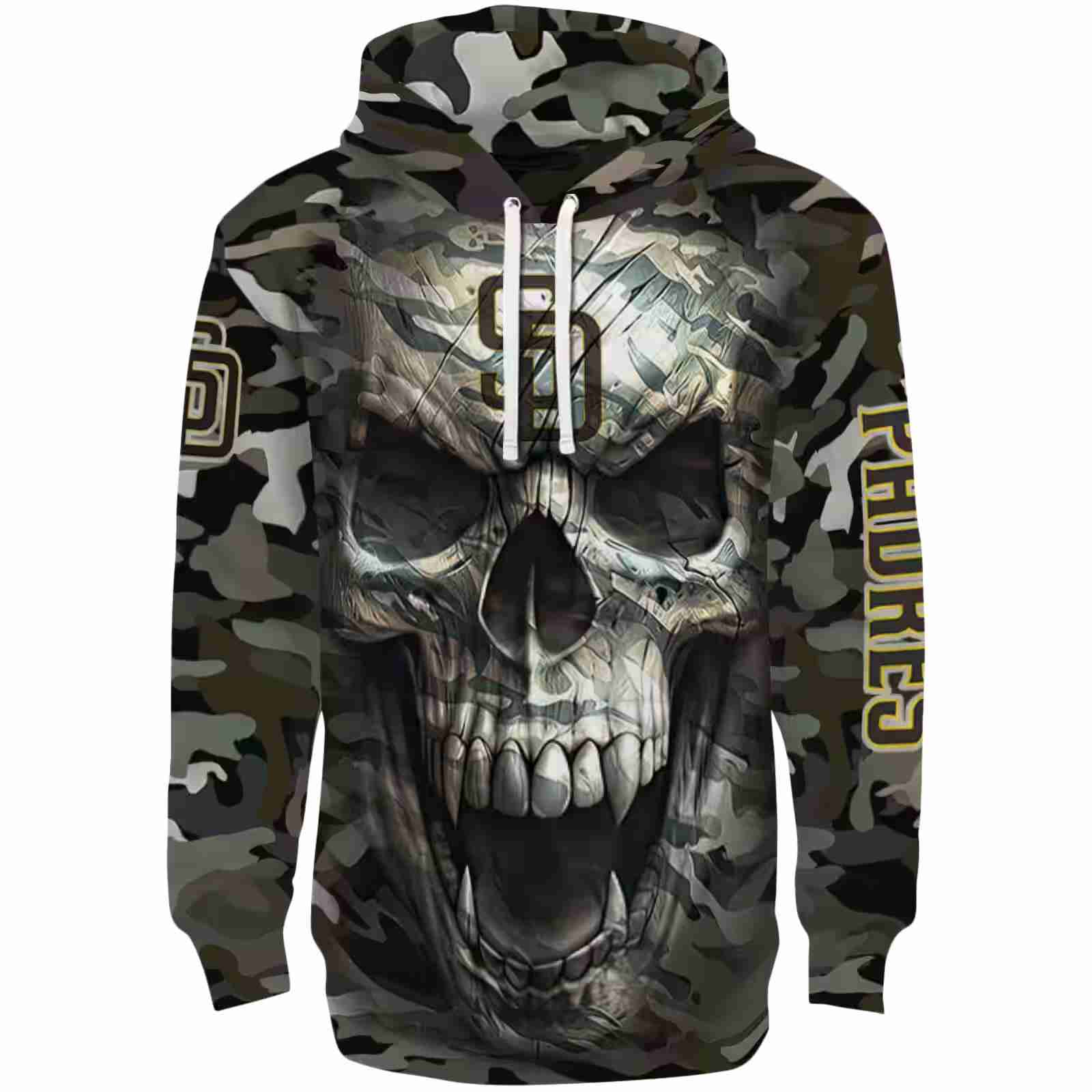 Custom San Diego Padres Camo Skull Hoodie