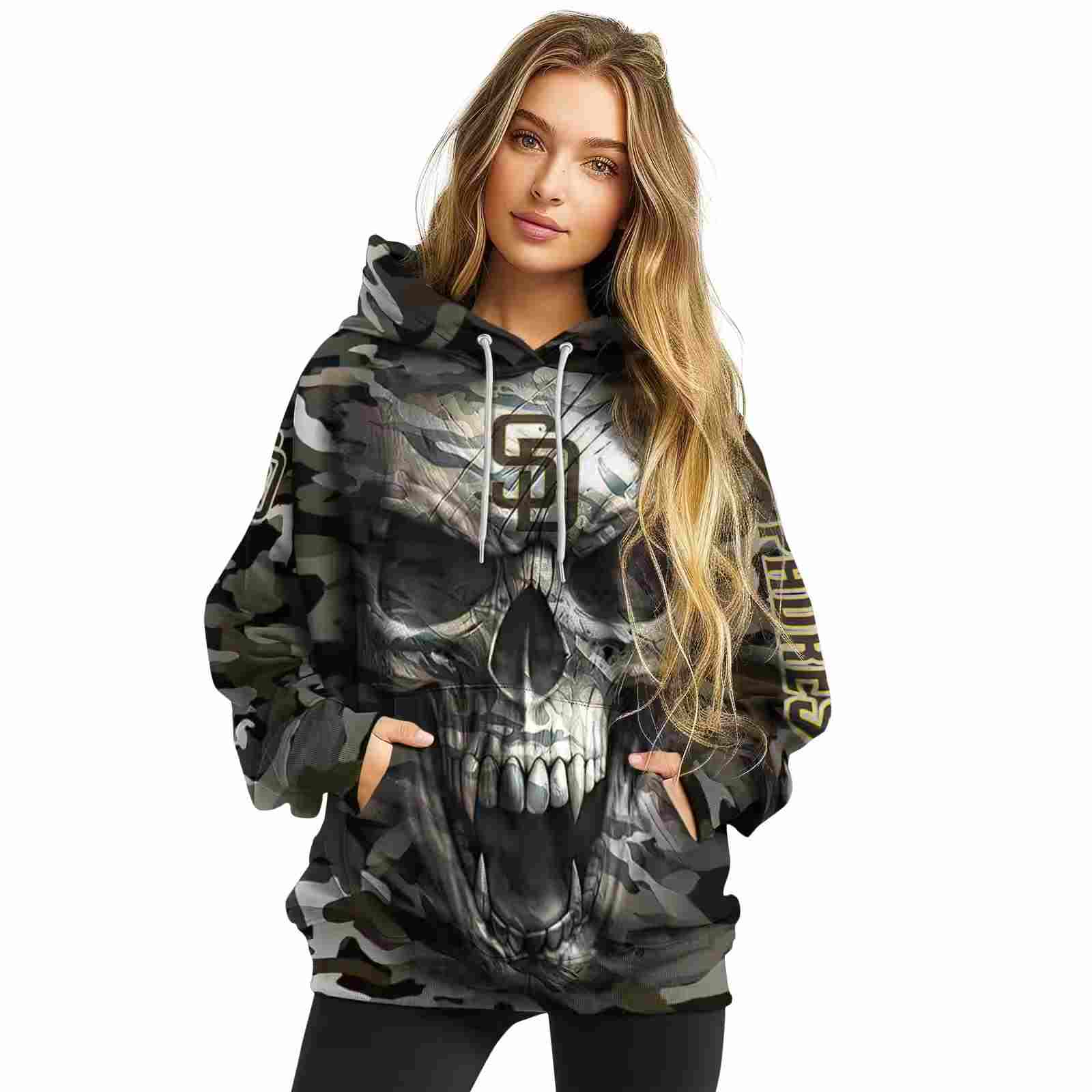 custom san diego padres camo skull hoodie high quality