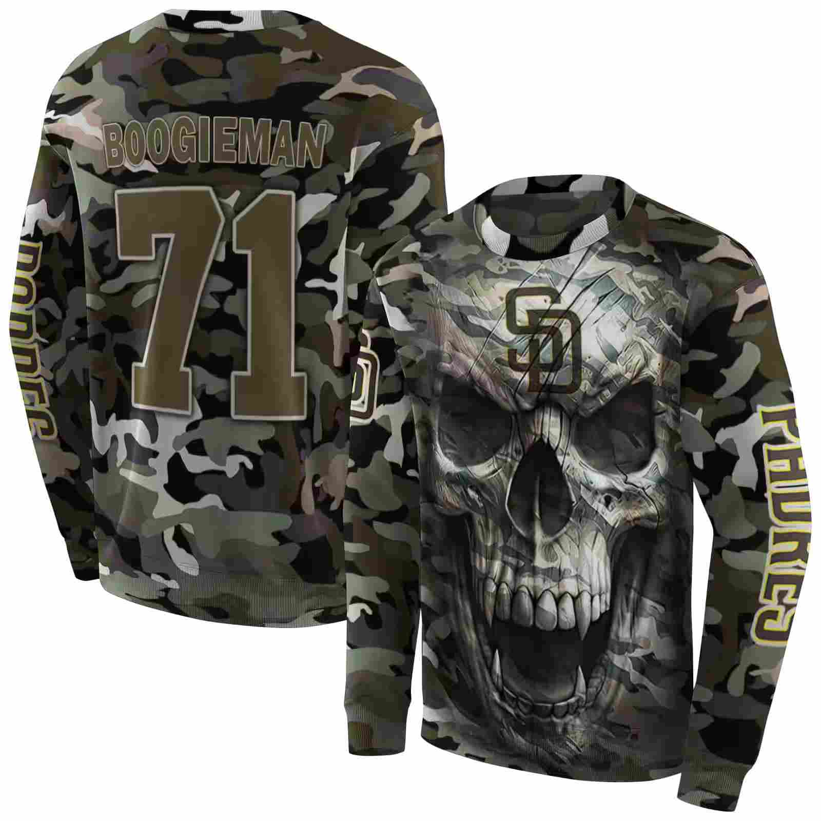 custom san diego padres camo skull hoodie premium grade