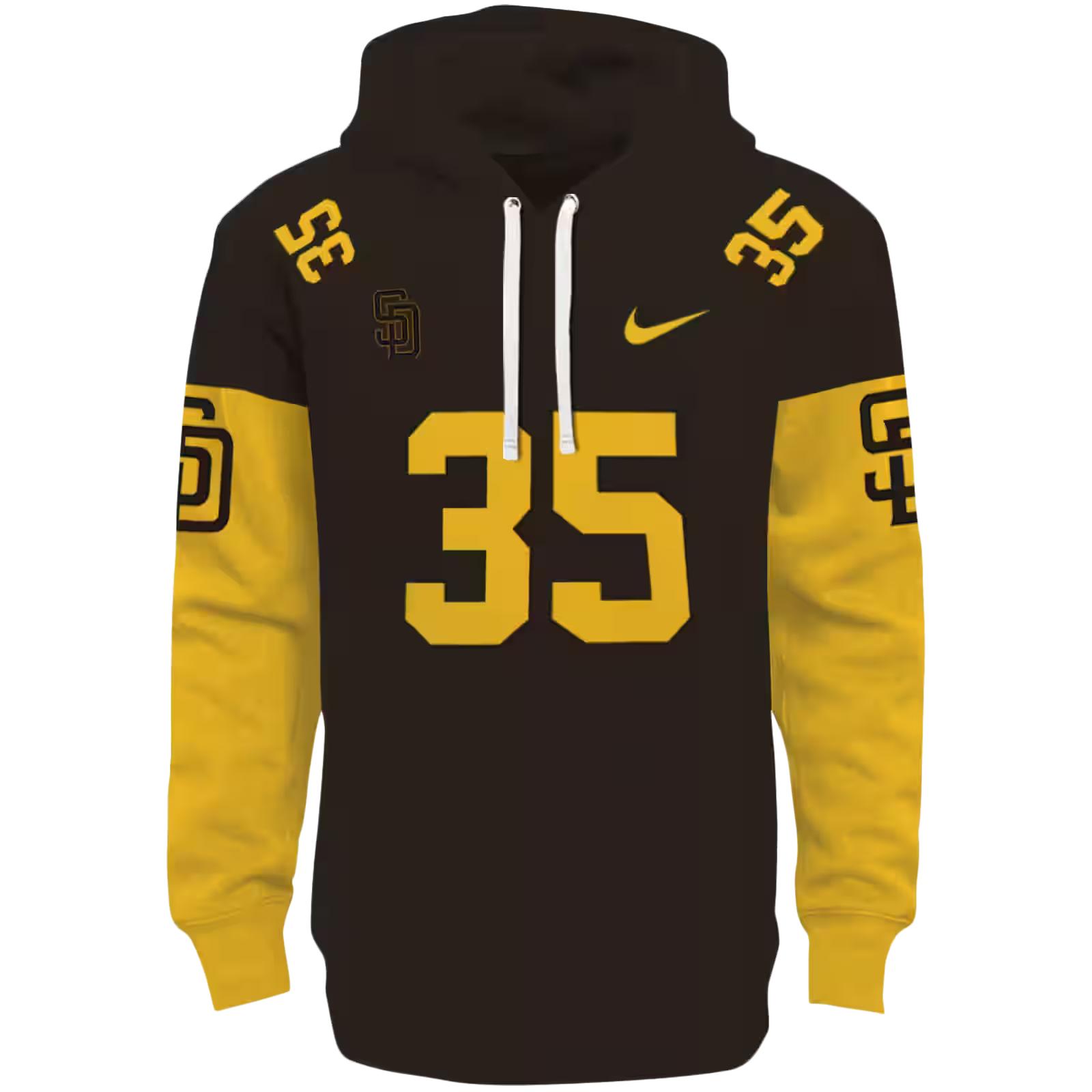 Custom San Diego Padres Minimal Design Brown Hoodie