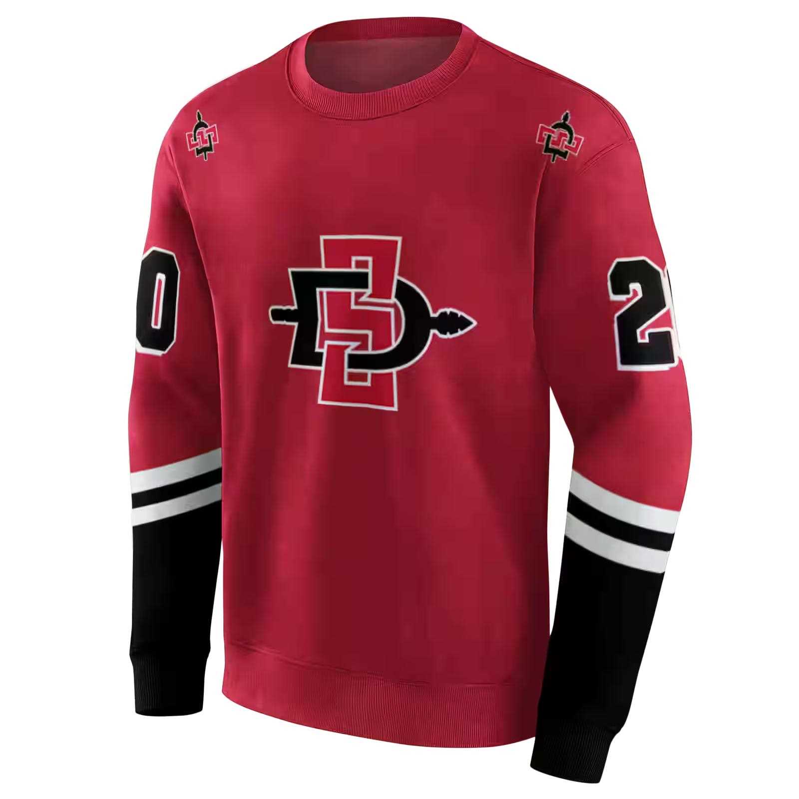 custom san diego state aztecs striped sleeves red hoodie new arrival