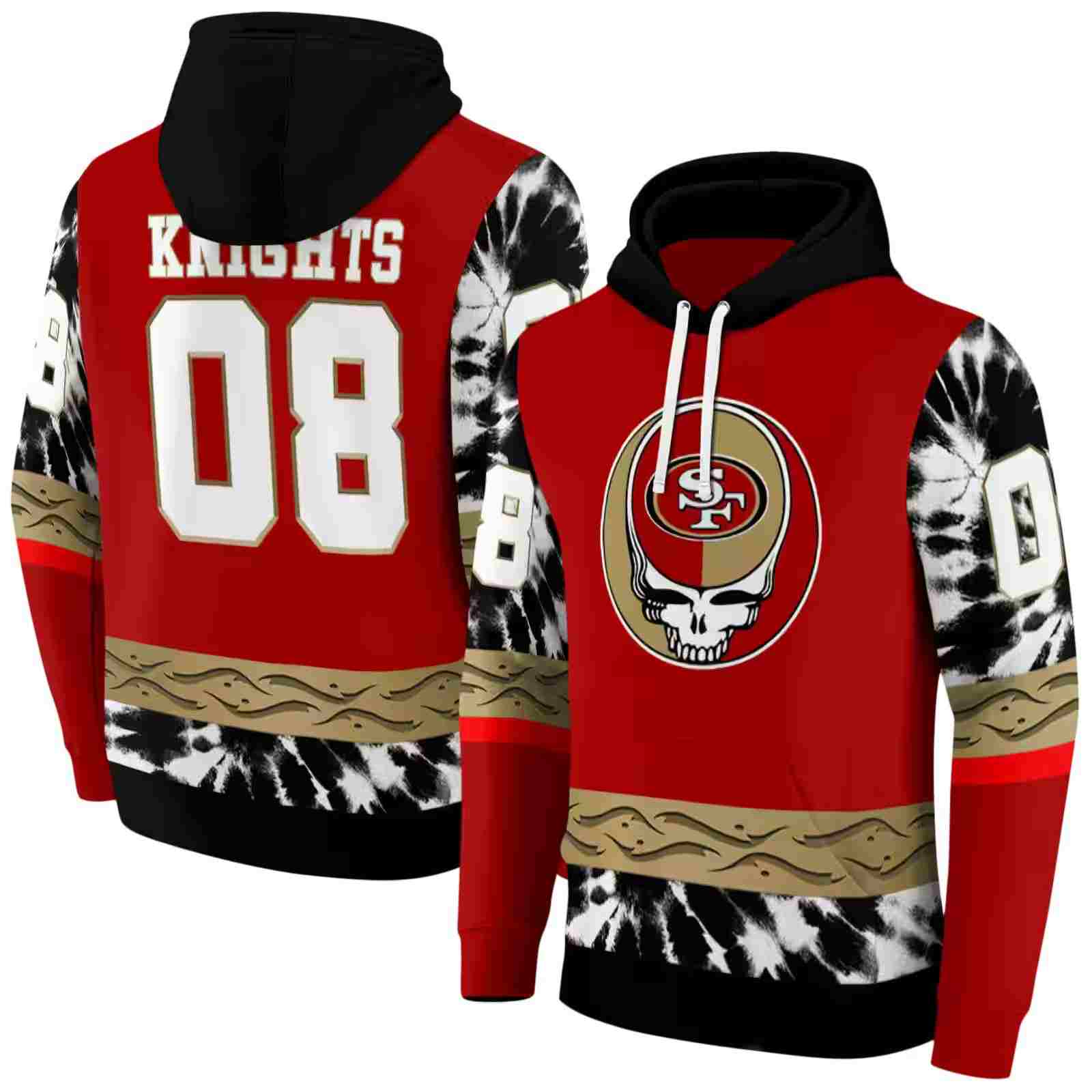 custom san francisco 49ers grateful vibes red hoodie fashion forward