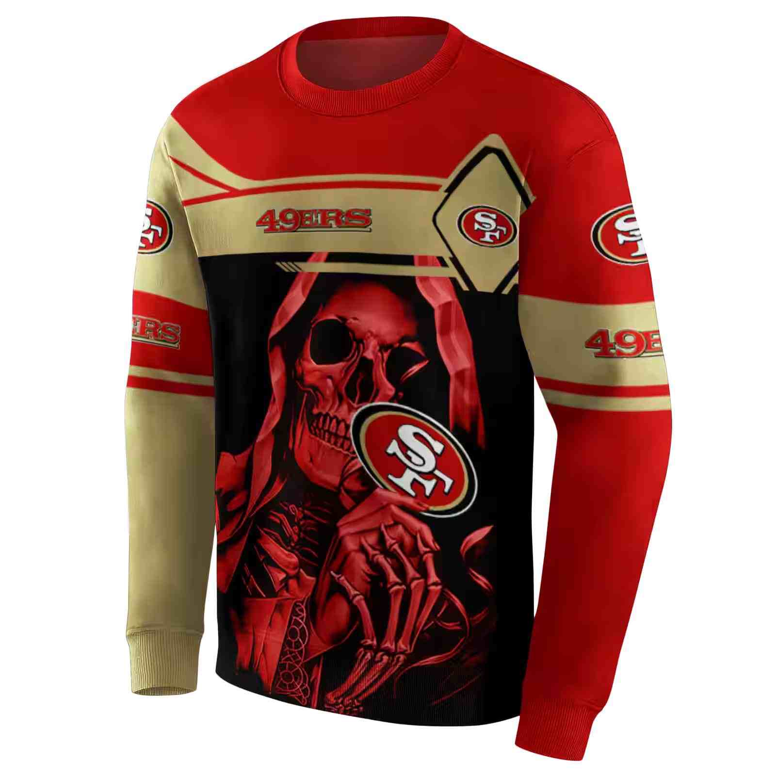 custom san francisco 49ers grim reaper red black hoodie new arrival