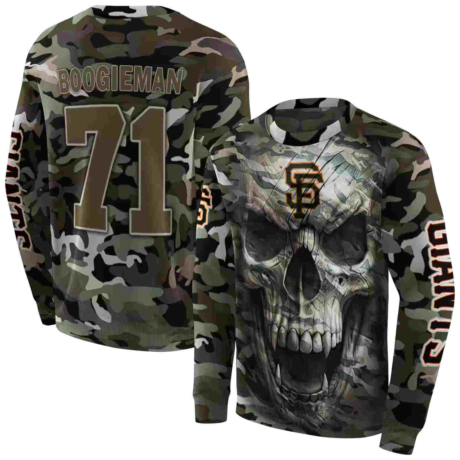 custom san francisco giants camo skull hoodie premium grade