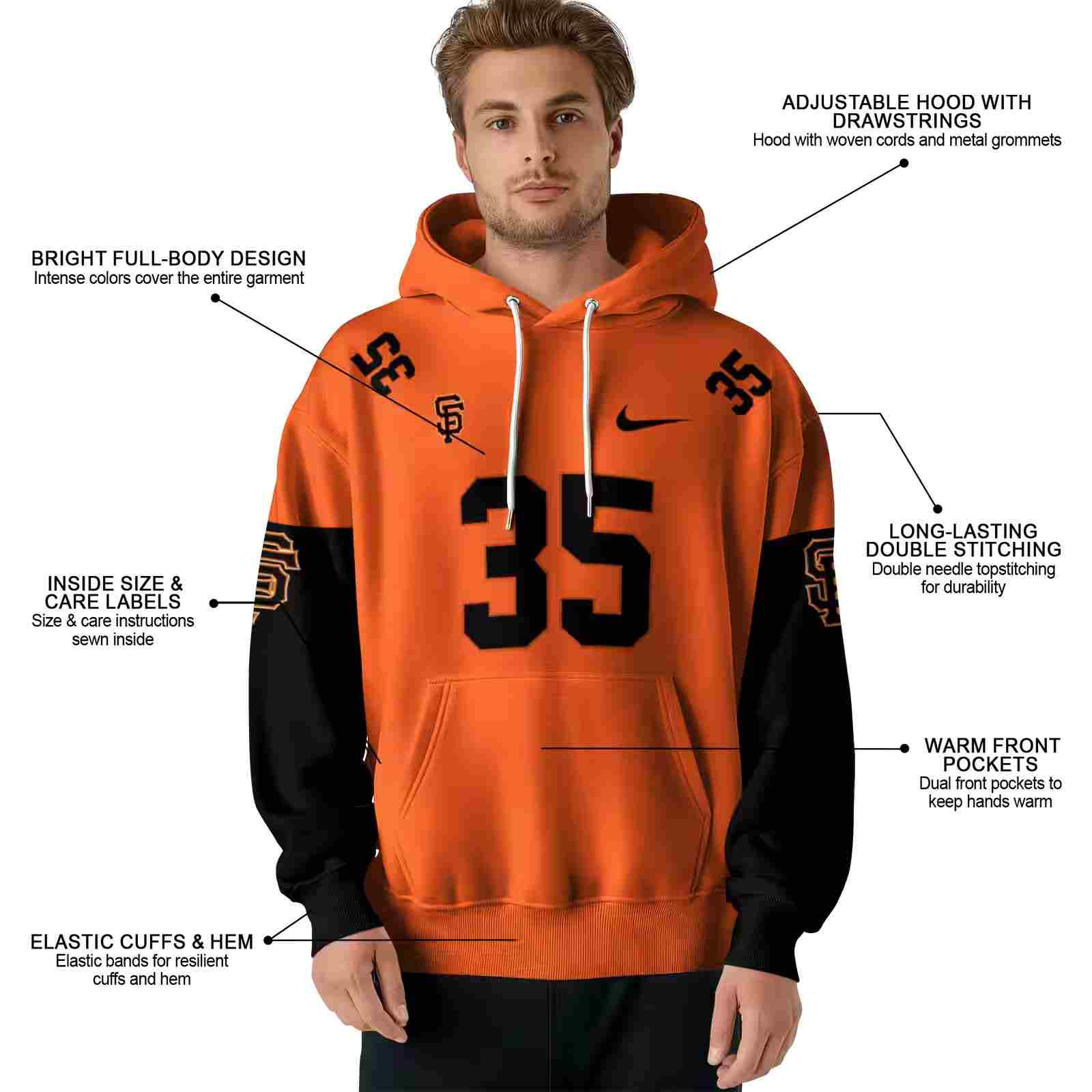 custom san francisco giants minimal design orange hoodie latest model