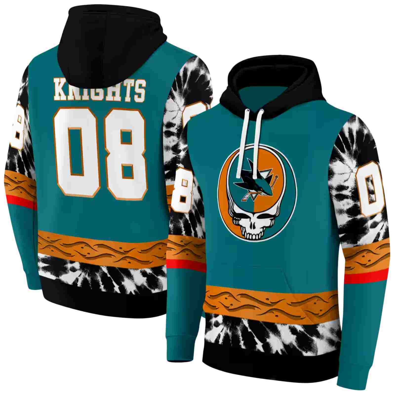 custom san jose sharks grateful vibes teal hoodie fashion forward