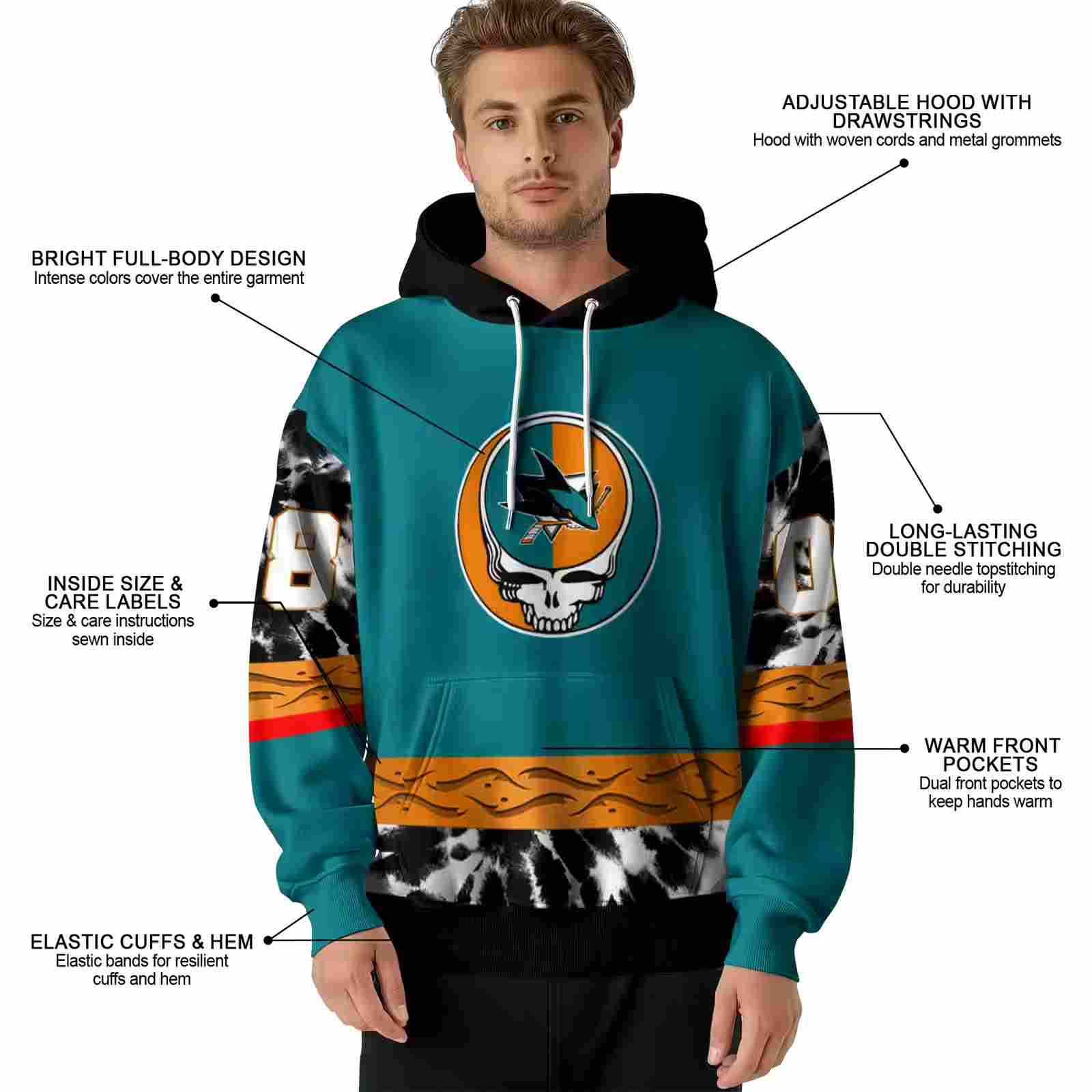 custom san jose sharks grateful vibes teal hoodie latest model