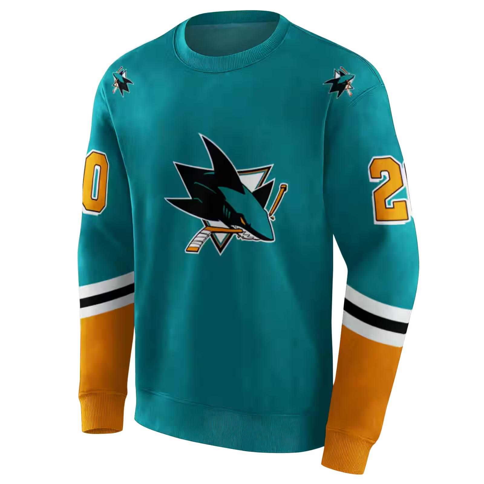 custom san jose sharks striped sleeves teal hoodie new arrival