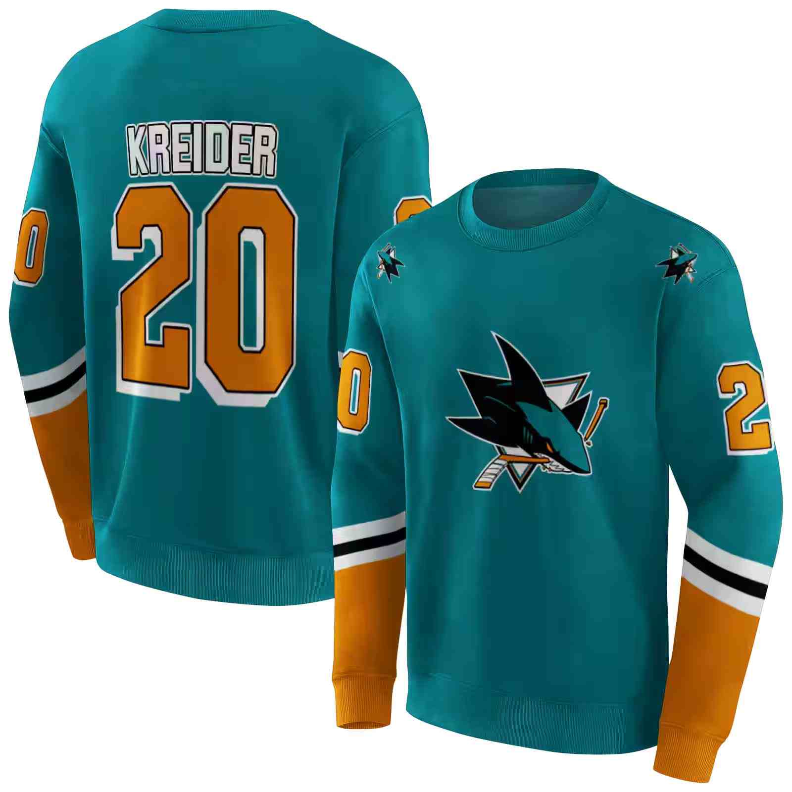 custom san jose sharks striped sleeves teal hoodie premium grade