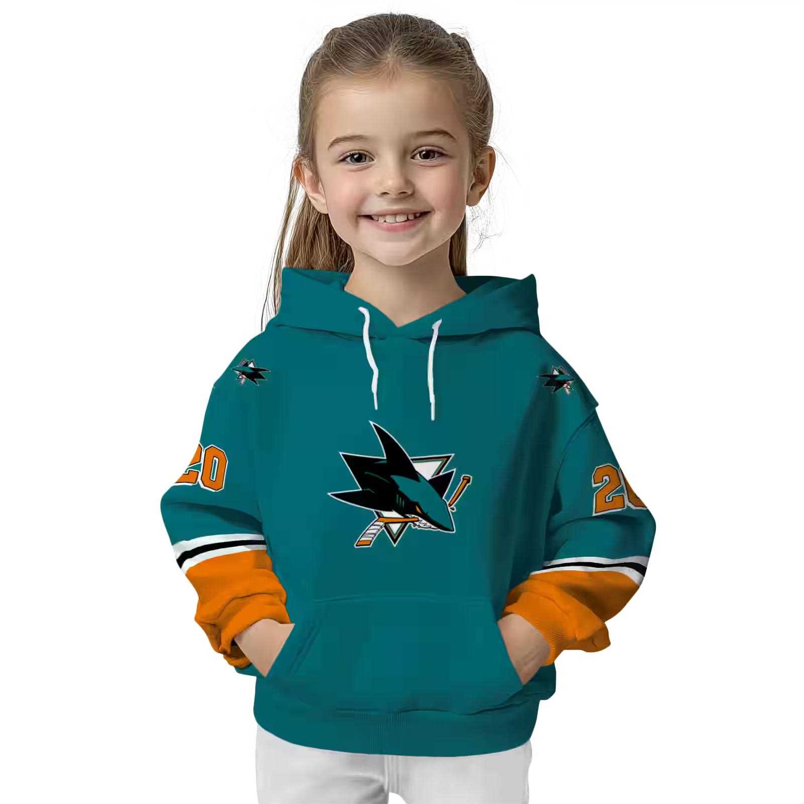 custom san jose sharks striped sleeves teal hoodie top rated