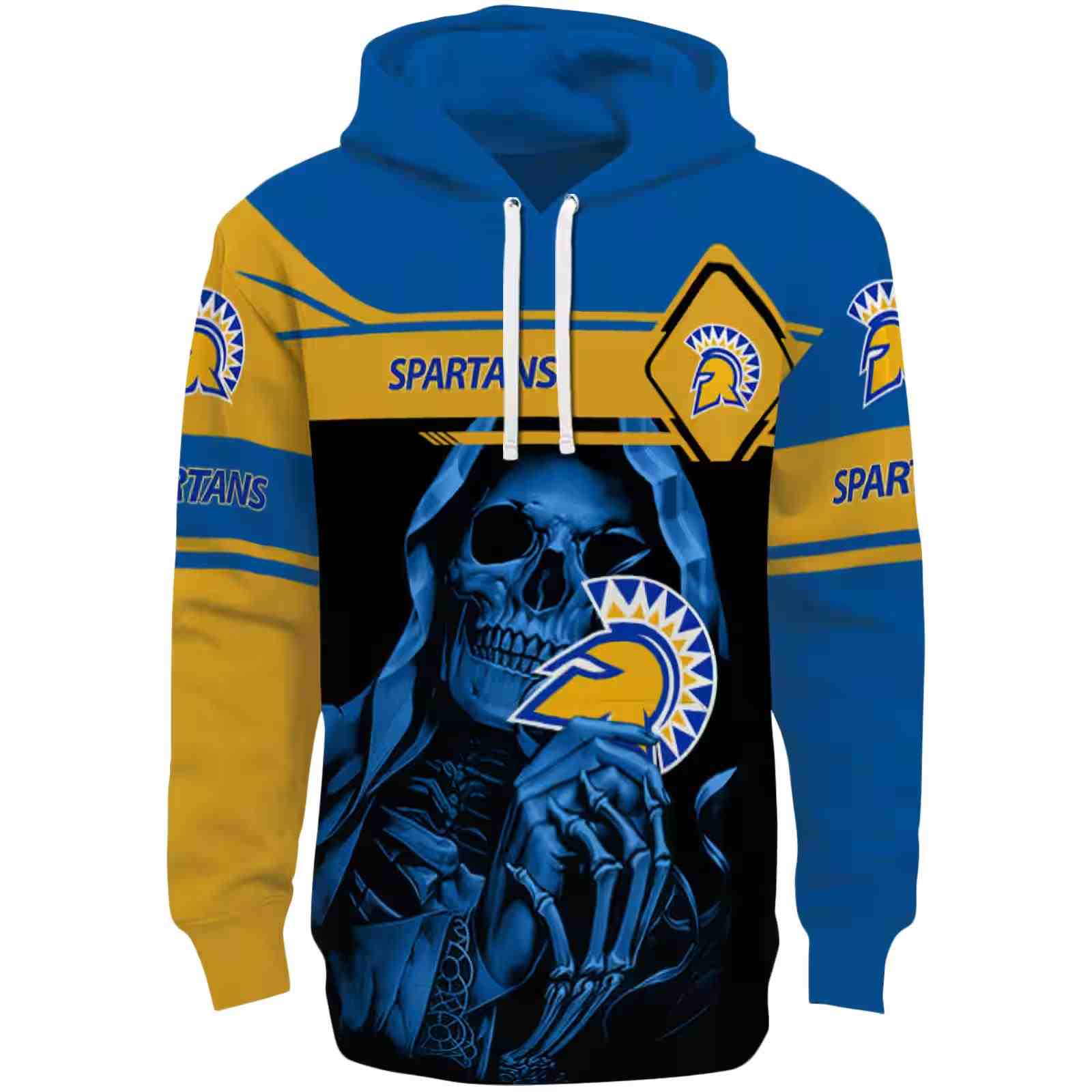 Custom San Jose State Spartans Grim Reaper Blue Black Hoodie