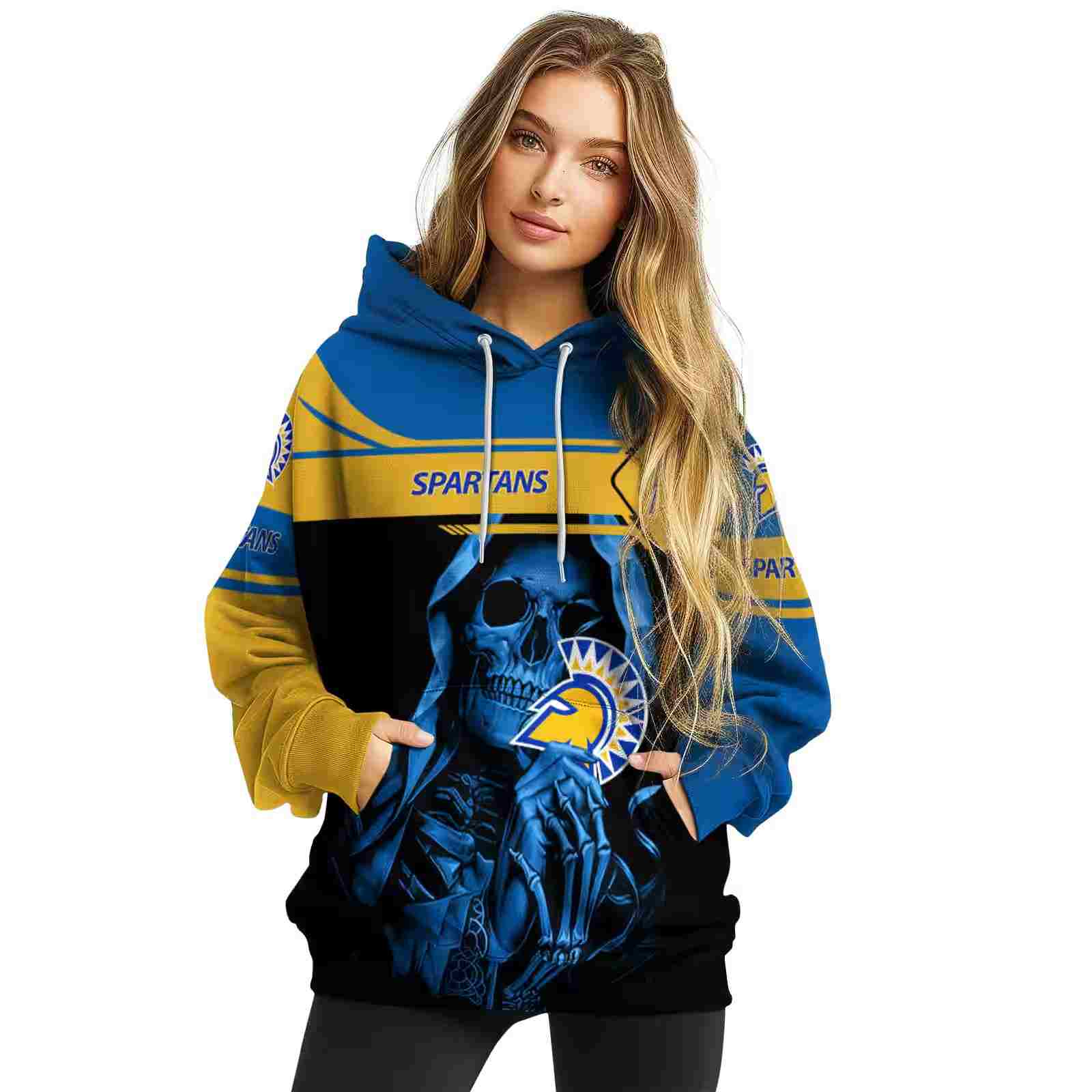 custom san jose state spartans grim reaper blue black hoodie high quality