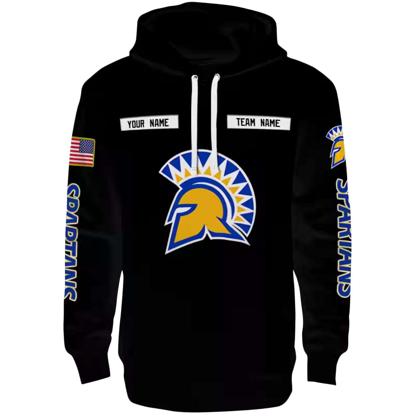 Custom San Jose State Spartans Punisher Skull Black Hoodie