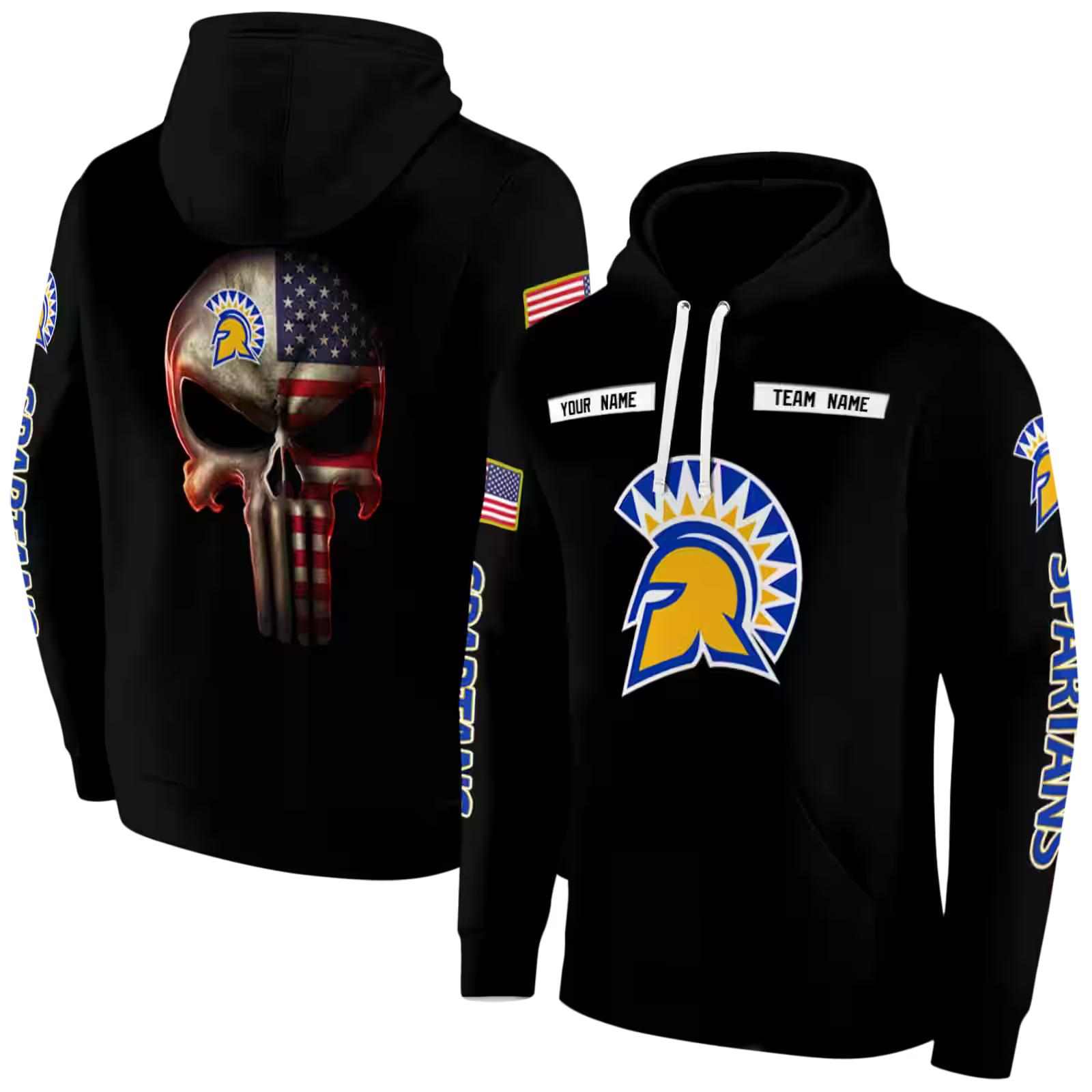 custom san jose state spartans punisher skull black hoodie fashion forward