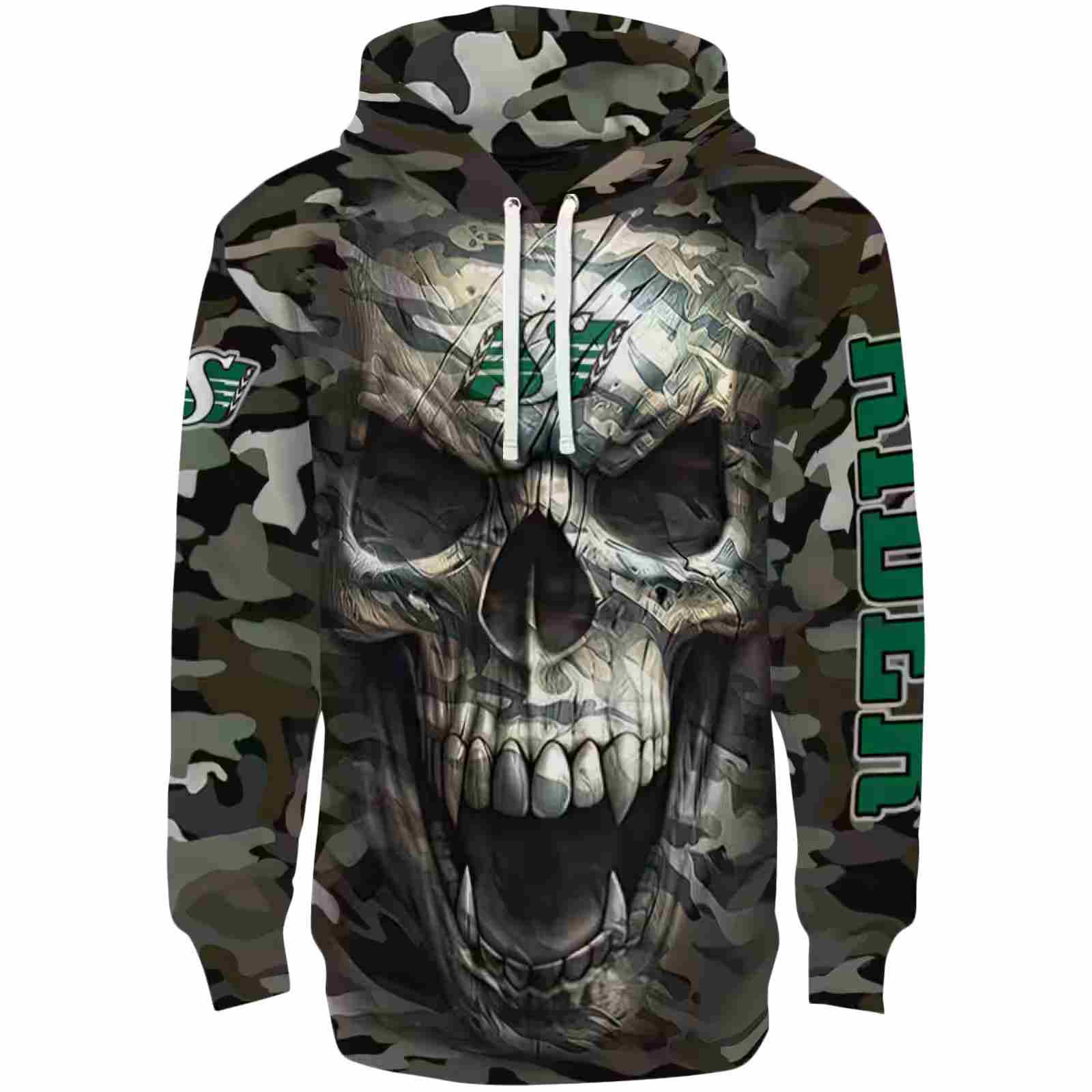 Custom Saskatchewan Roughriders Camo Skull Hoodie