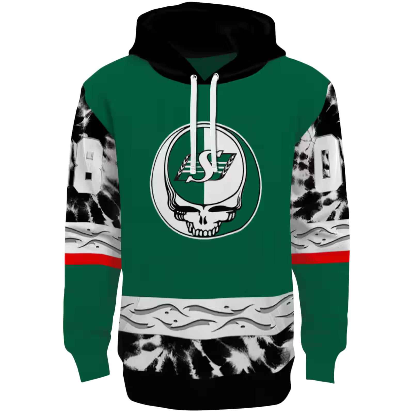 Custom Saskatchewan Roughriders Grateful Vibes Green Hoodie