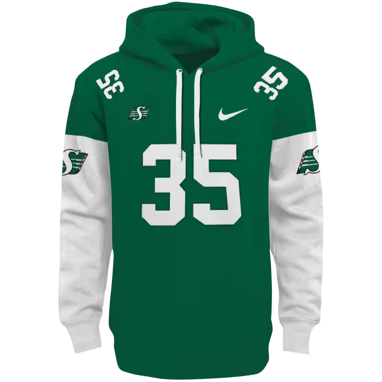 Custom Saskatchewan Roughriders Minimal Design Green Hoodie